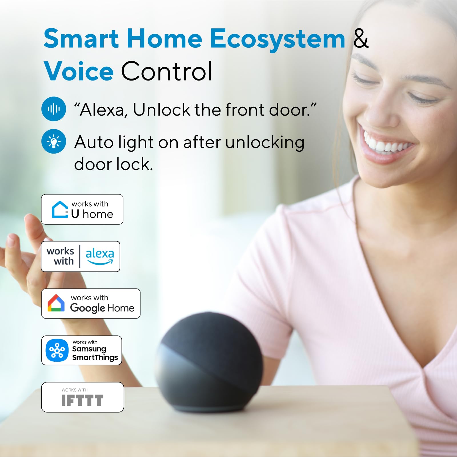 ULTRALOQ U-Bolt Pro WiFi Smart Lock with Handle, Fingerprint Smart Front Door Lock Set with Sensor, Keyless Entry Deadbolt with 2 Lever Handles, Auto Unlock, App Control, ANSI Grade 1, Easy Install