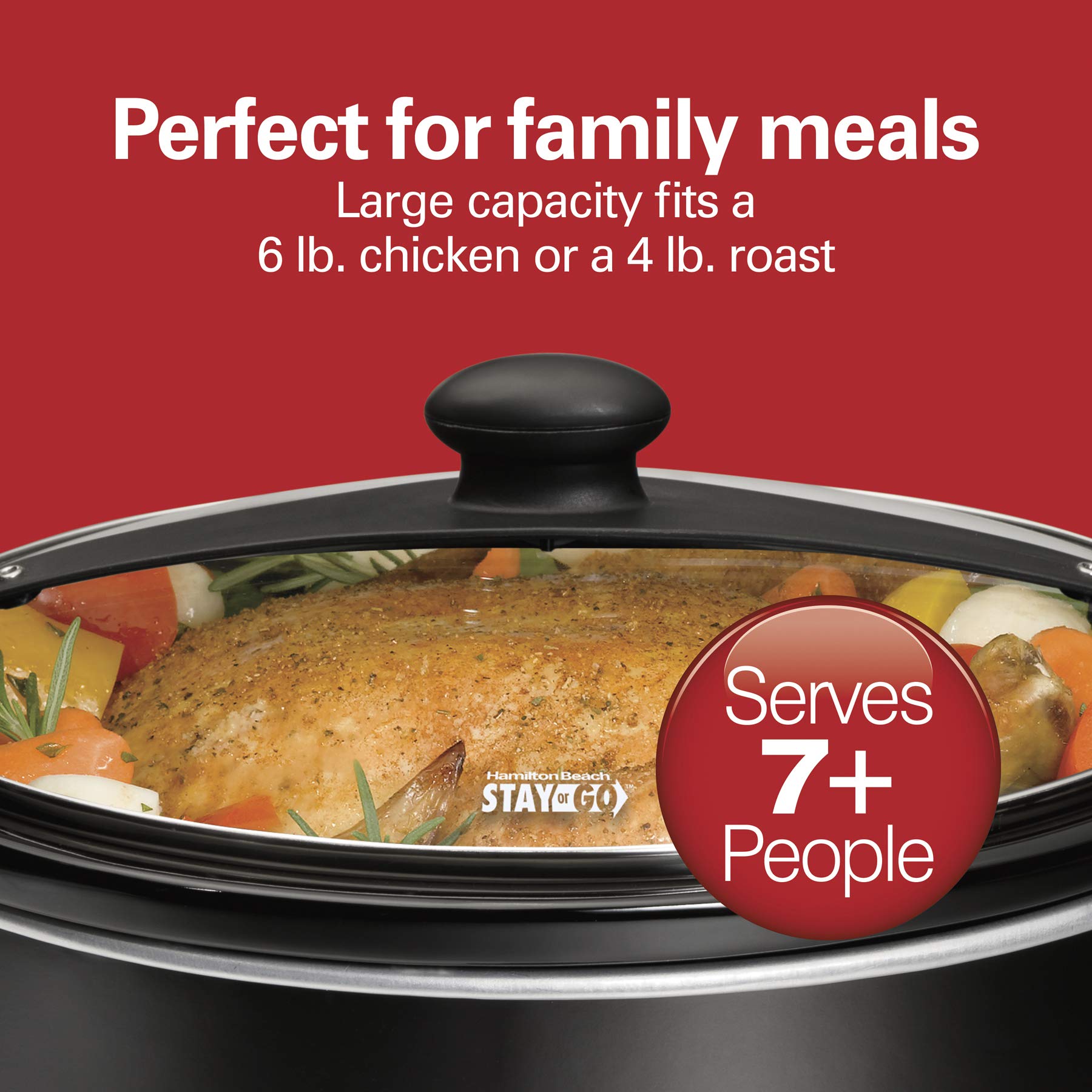 Hamilton Beach Slow Cooker, Extra Large 10 Quart, Stay or Go Portable With Lid Lock, Dishwasher Safe Crock, Black (33195)