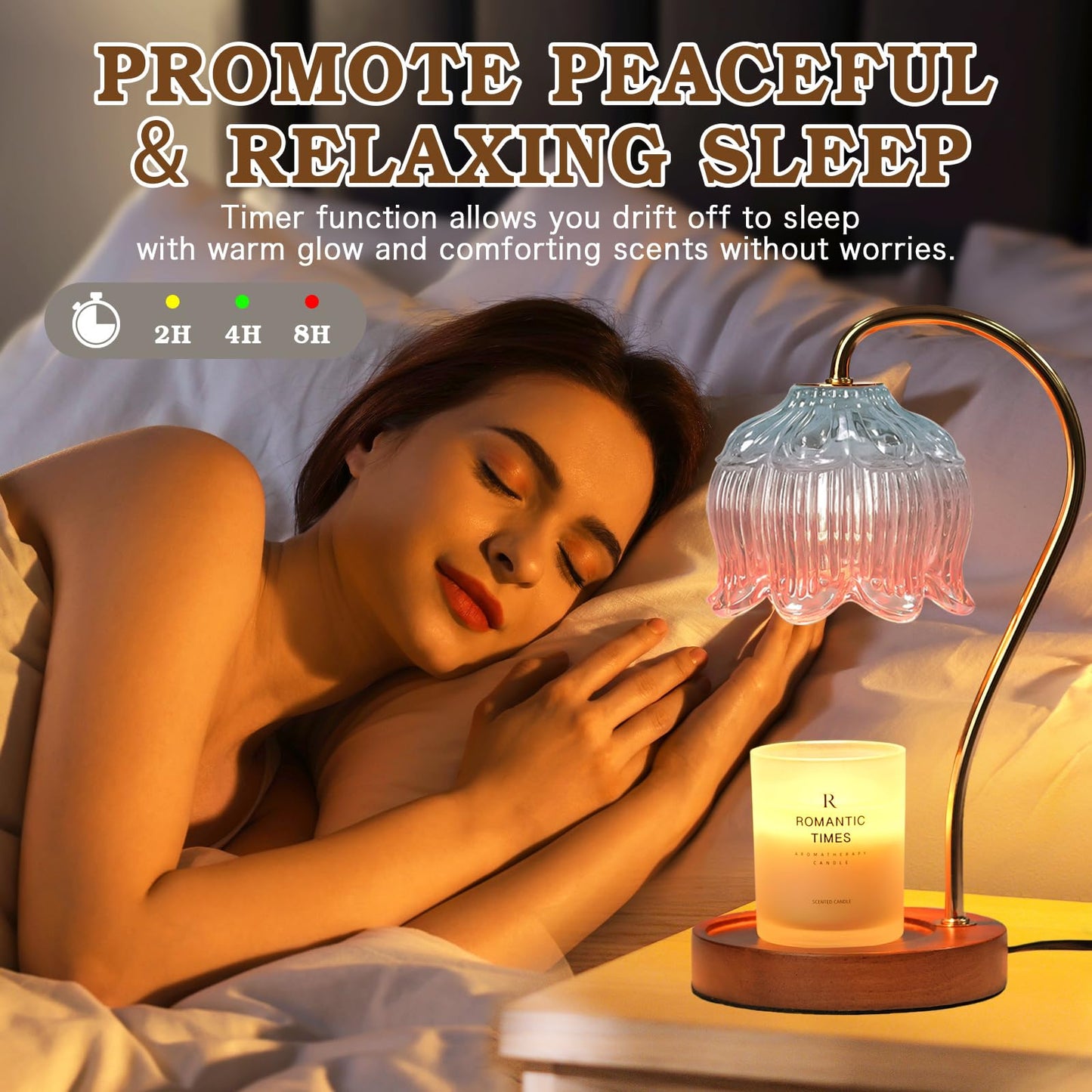 Flower Candle Warmer Lamp with Timer, Dimmable Candle Lamp Warmer, Christmas Birthday Gift for Women Mom, House Warming for New Home Decor, Lotus Wax Melt Warmer for Jar Candles