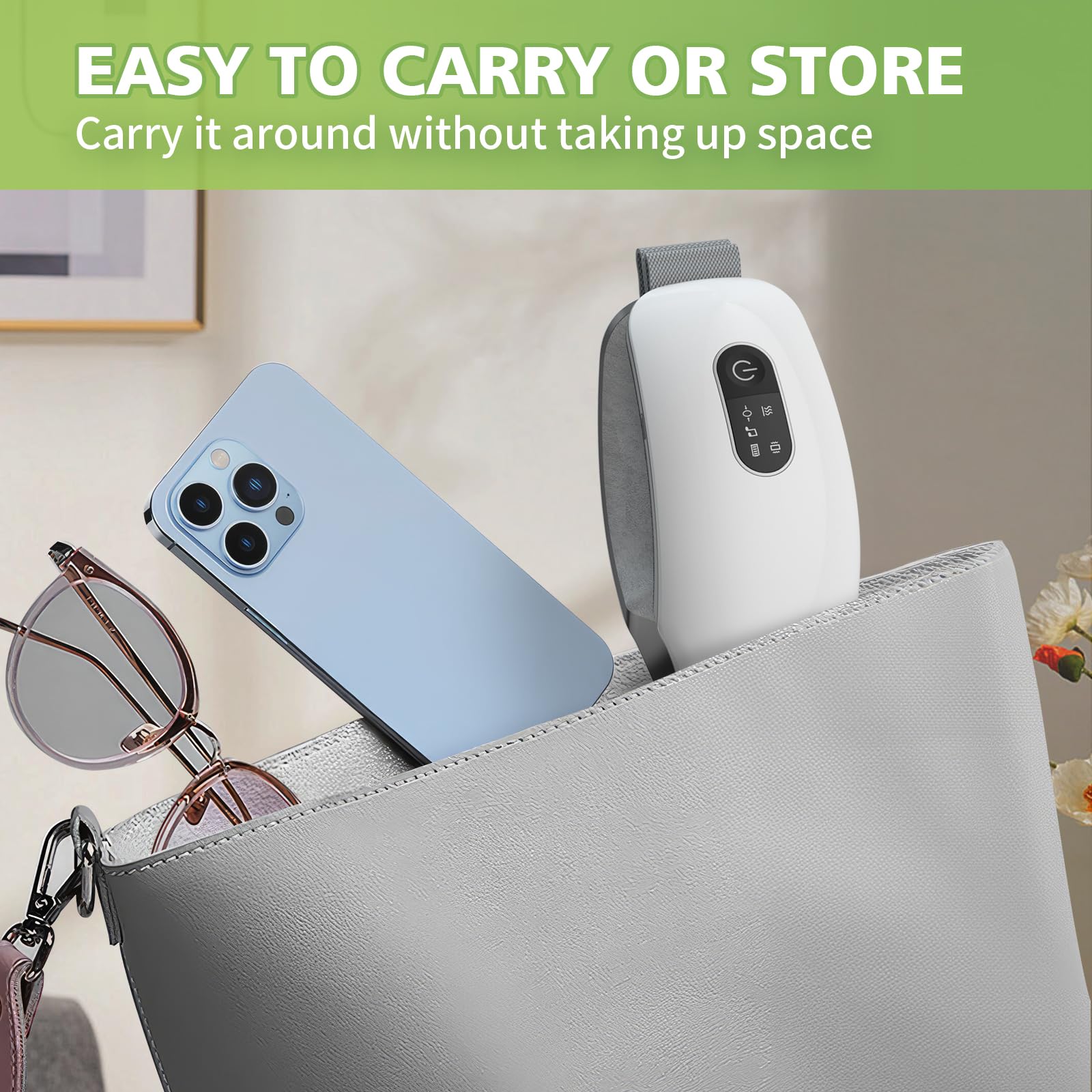 NOWWISH Eye Massager with Heat, Vibration and Bluetooth Music for Migraine Headache Eye Strain Relief, Cordless Heated Eye Mask with 4 Massage Modes, Relaxation -Christmas Gifts for Women Men -White