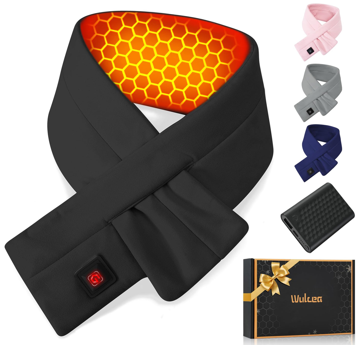 Wulcea Graphene Heated Scarf for Men Women 5V2A 6000mAh Fast Heating Long-Lasting Compact Battery