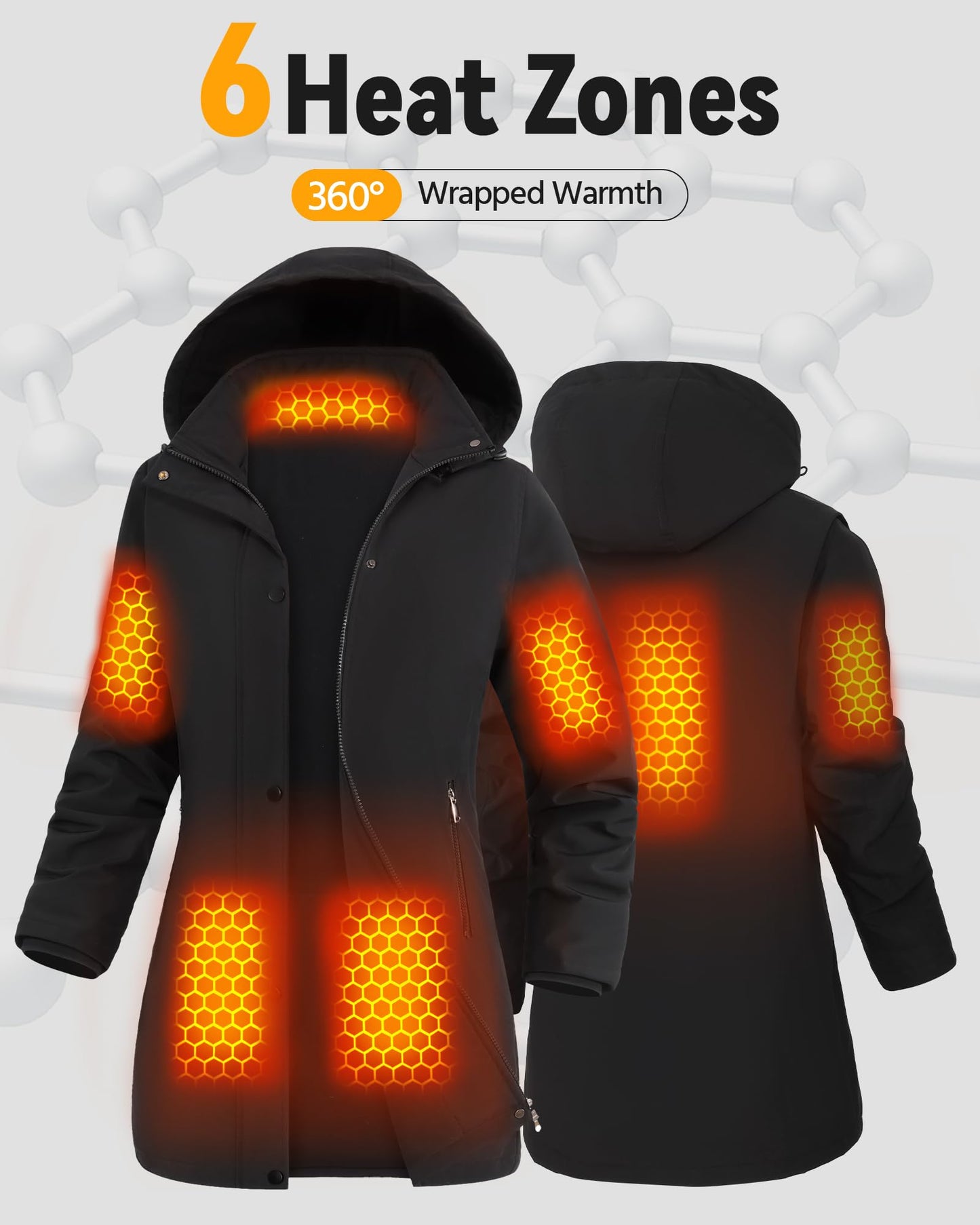 Graphene Women Heated Jacket 12V Fast Charge 18400mAh Large Capacity