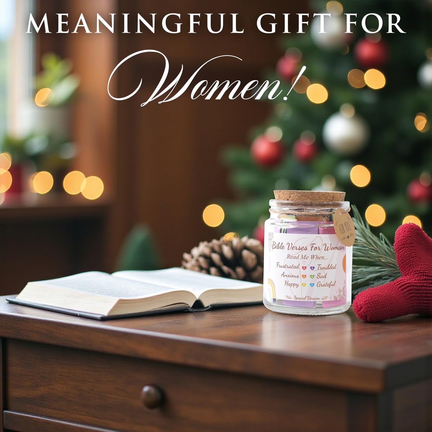 Read This When Bible Verses Jar for Daily Encouragement – Christian, Birthday & Christmas Gifts for Women; Great Gift for Mom, White Elephant Gift & Stocking Stuffer for Women