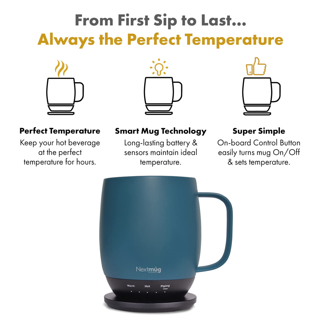 Nextmug - Temperature-Controlled, Self-Heating Coffee Mug (Black - 14 oz.)