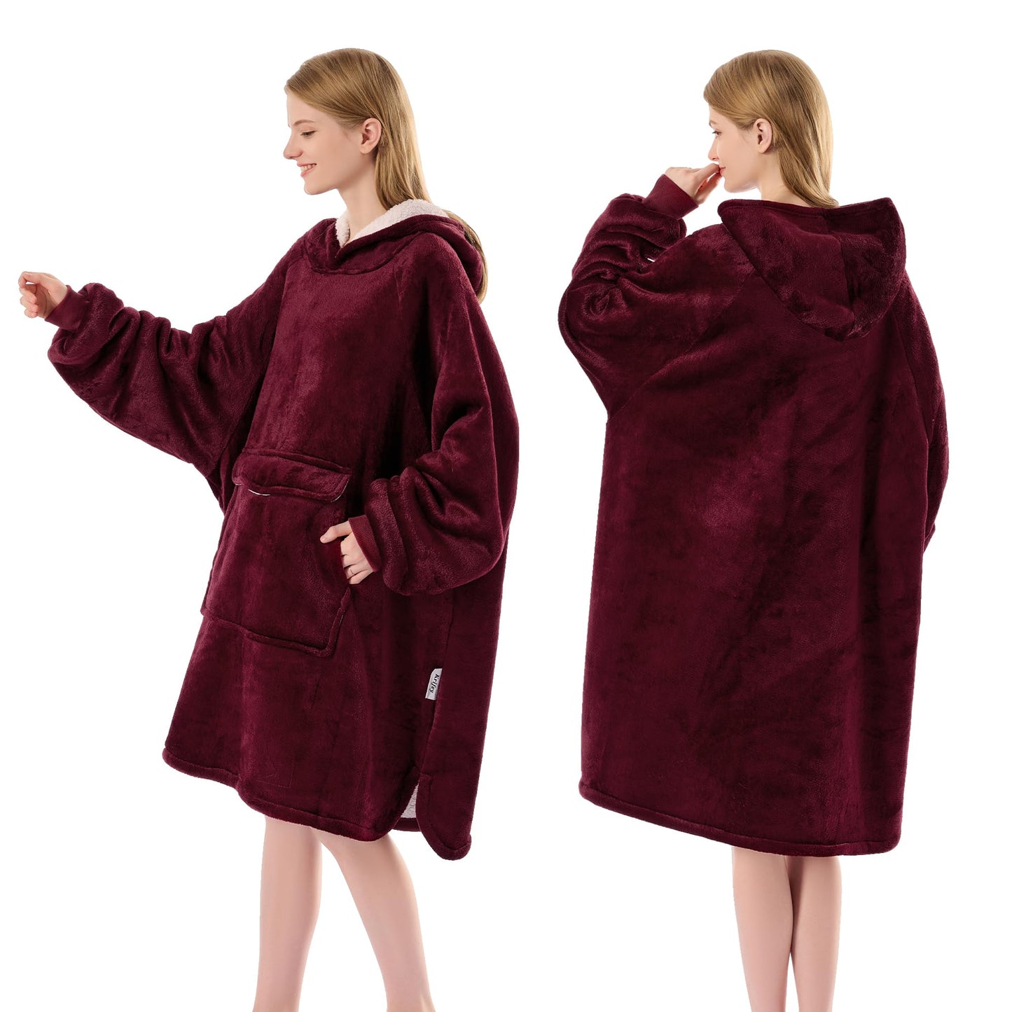 Krifey Wearable Blanket Hoodie, Oversized Sherpa Fleece Sweatshirt with Giant Pocket, Birthday Gifts for Women, Warm Christmas Gift for Mom, Wife, or Girlfriend