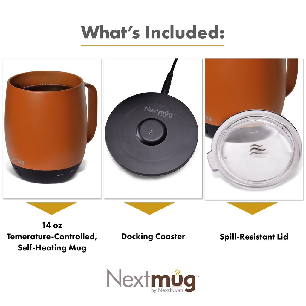 Nextmug - Temperature-Controlled, Self-Heating Coffee Mug (Black - 14 oz.)