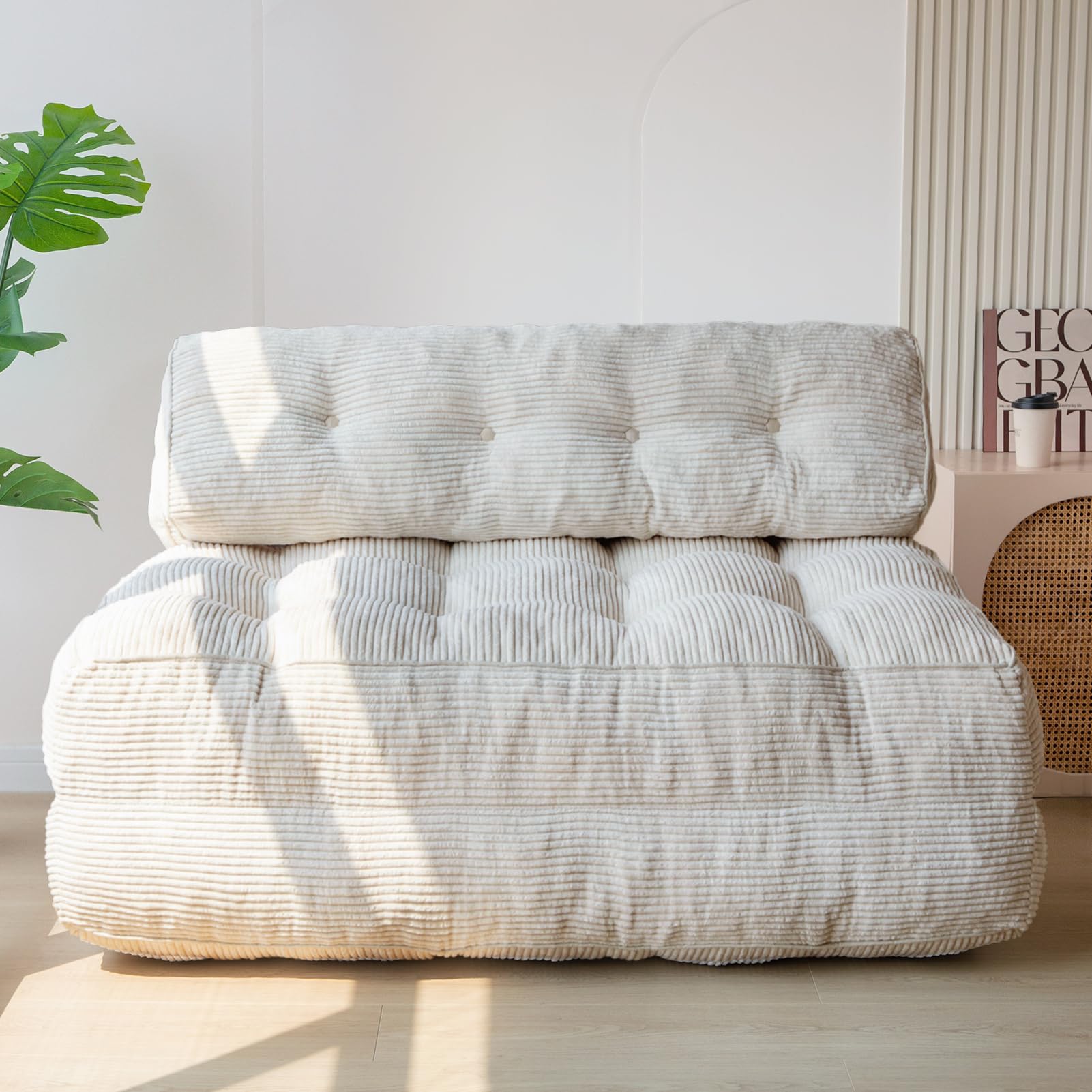 MAXYOYO Folding Sofa Bed, Convertible Sleeper Chair with Pillow Foldable Mattress with Back Support, Portable Fold Out Chair Bed Comfy Floor Sofa Lounge for Living Room Bedroom, Dark Grey, Single