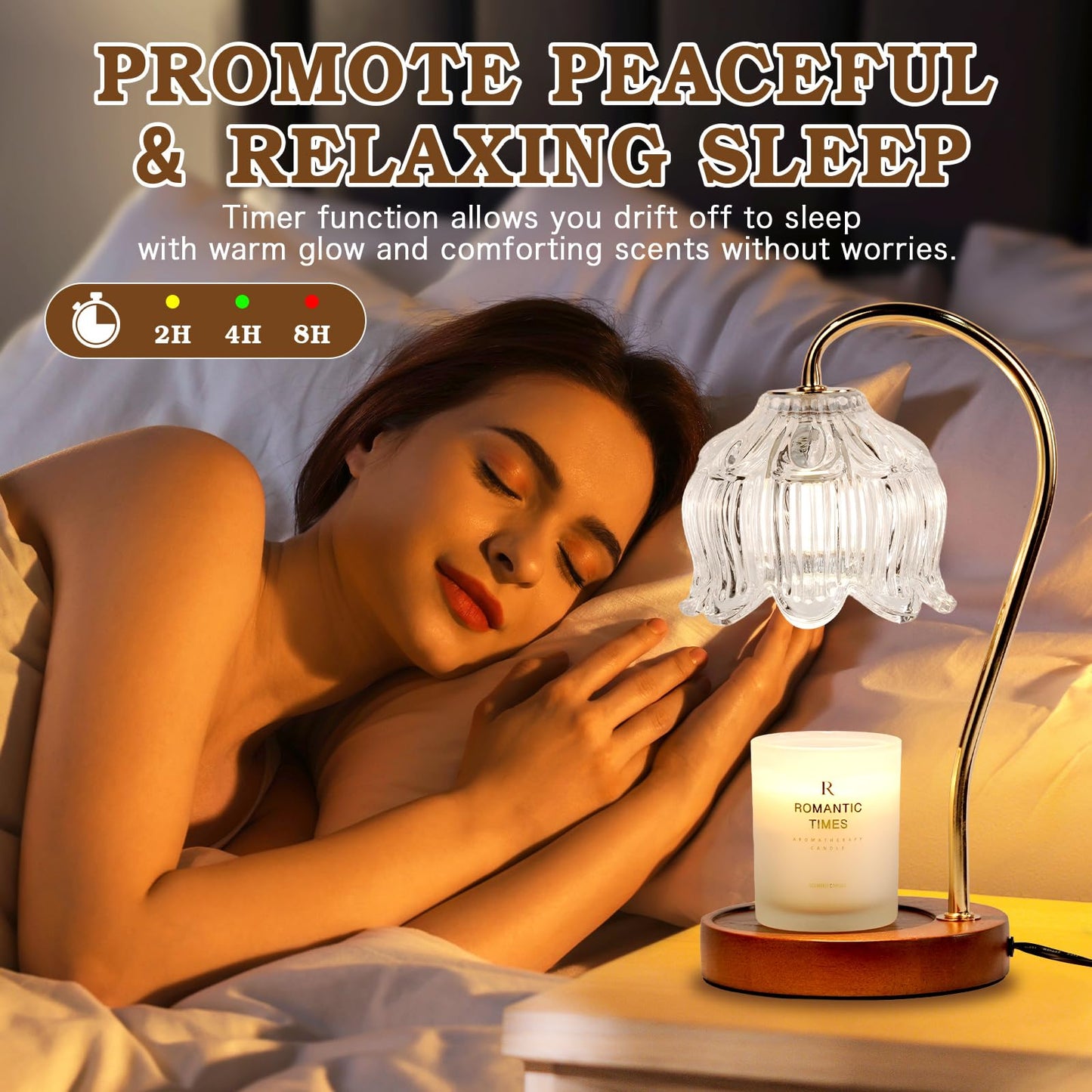 Flower Candle Warmer Lamp with Timer, Dimmable Candle Lamp Warmer, Christmas Birthday Gift for Women Mom, House Warming for New Home Decor, Lotus Wax Melt Warmer for Jar Candles