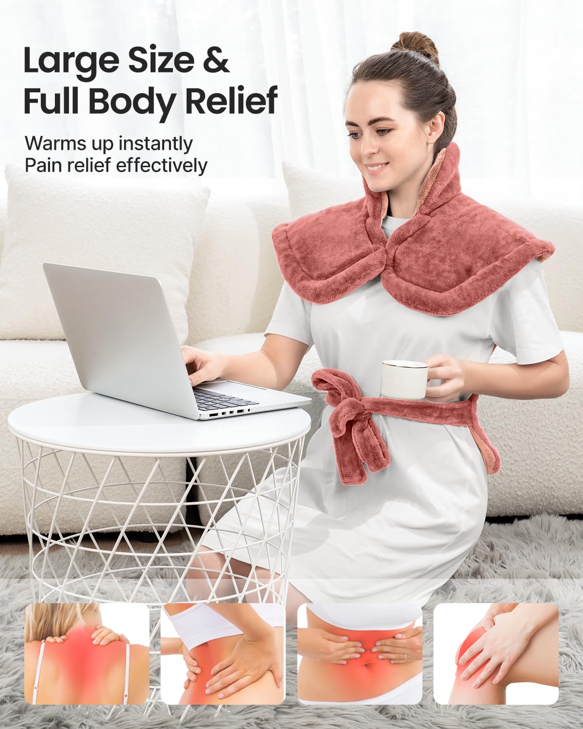 RENPHO Electric Heating Pad for Back, Birthday Christmas Gifts for Women Men Mom Dad Elderly, FSA Eligible Items Only List, Large Heat Pad for Neck Shoulders, 24"x33", ETL Certified, Gray