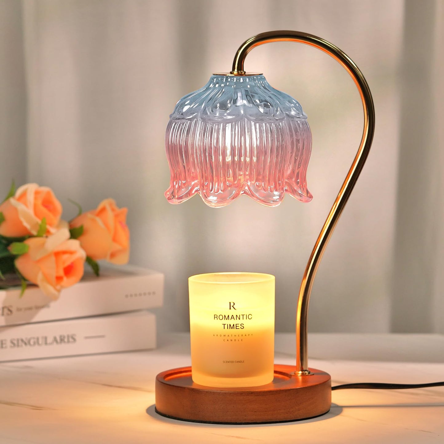 Flower Candle Warmer Lamp with Timer, Dimmable Candle Lamp Warmer, Christmas Birthday Gift for Women Mom, House Warming for New Home Decor, Lotus Wax Melt Warmer for Jar Candles