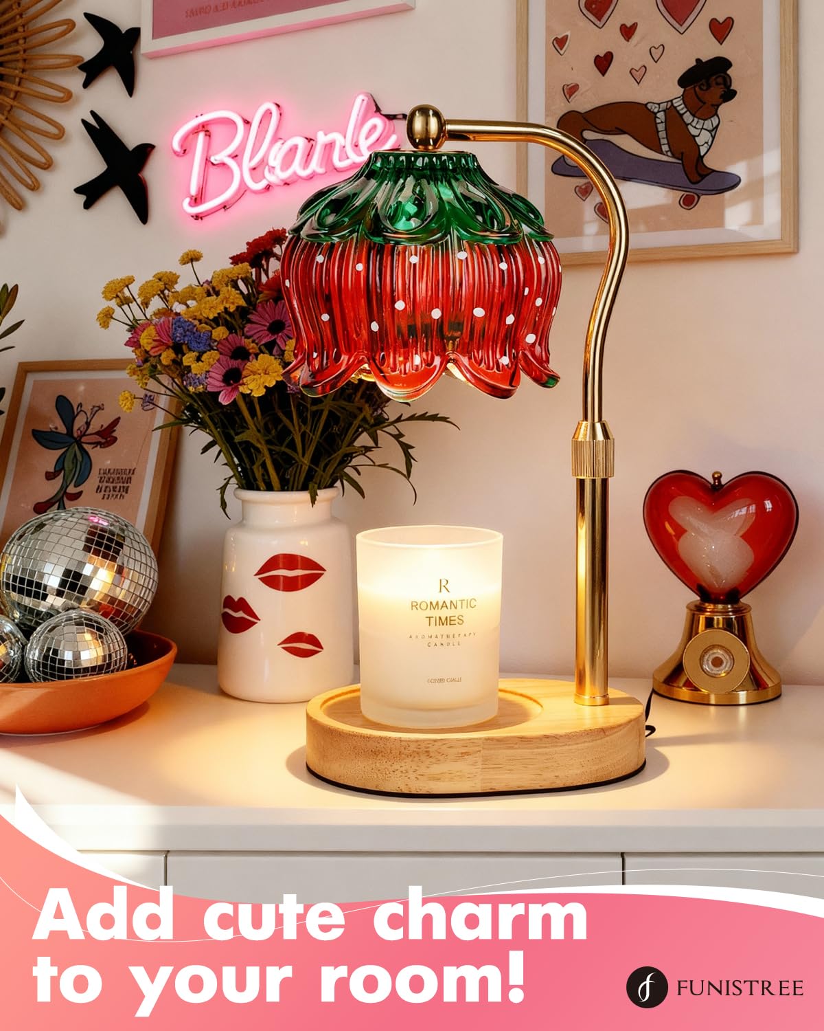 Flower Candle Warmer Lamp with Timer, Dimmable Candle Lamp Warmer, Christmas Birthday Gift for Women Mom, House Warming for New Home Decor, Lotus Wax Melt Warmer for Jar Candles