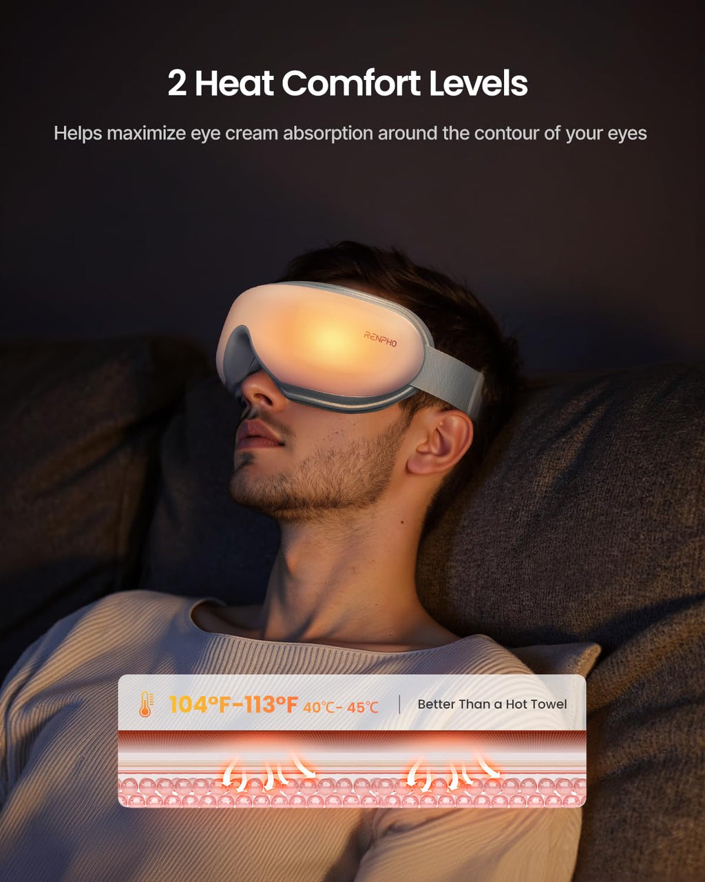 RENPHO Eyeris 1 Eye Massager with Remote, Christmas Birthday Gifts for Women Men, FSA Eligible HSA Sleep Mask with Heat, Compression, Headache Massager Scalp for Strain Relief Migraine Relief Stye Eye