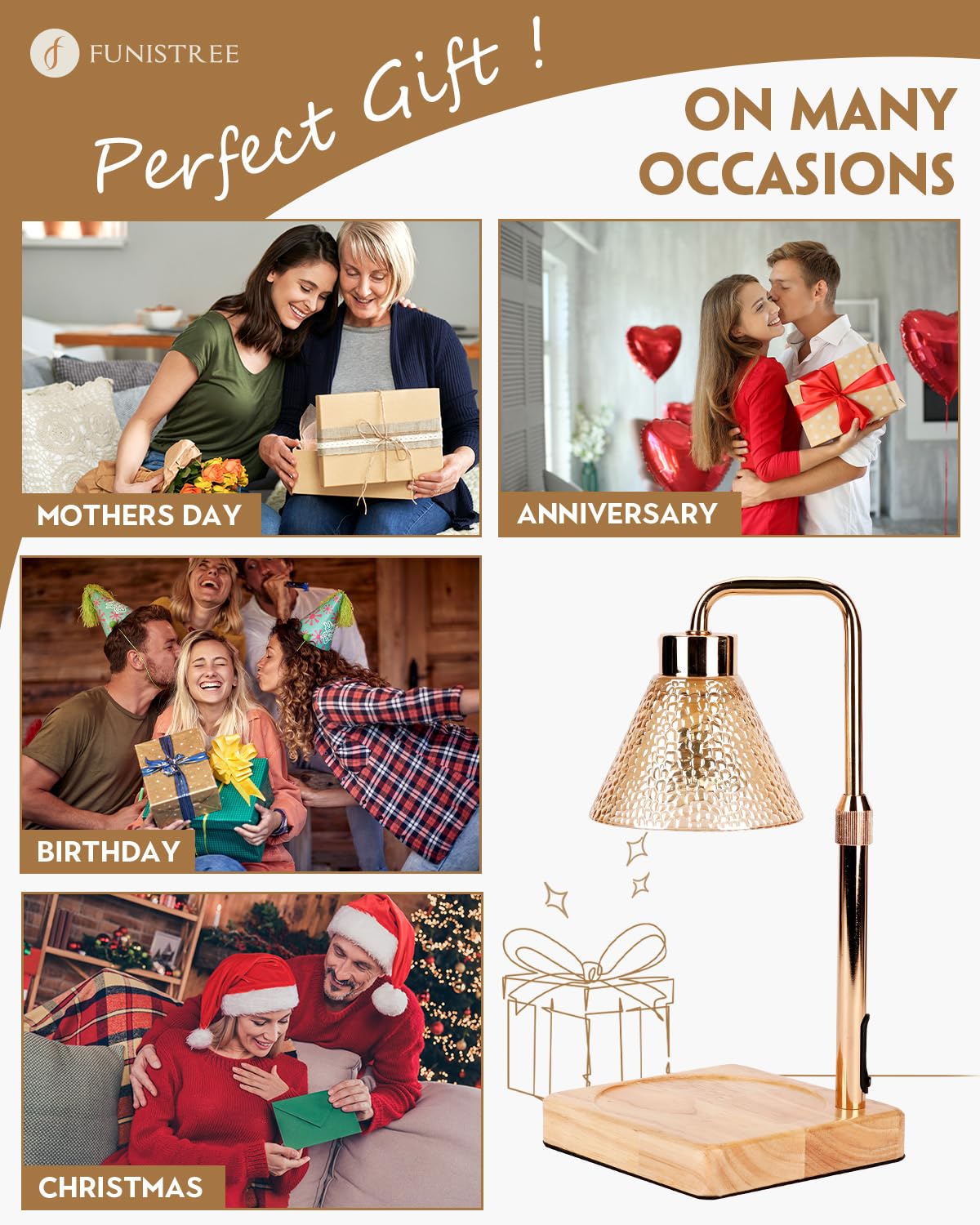 Flower Candle Warmer Lamp with Timer, Dimmable Candle Lamp Warmer, Christmas Birthday Gift for Women Mom, House Warming for New Home Decor, Lotus Wax Melt Warmer for Jar Candles