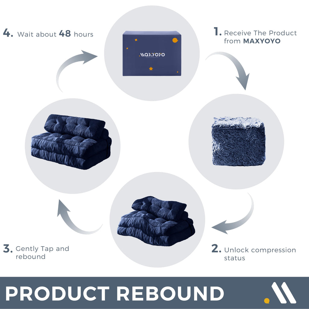 MAXYOYO Folding Sofa Bed, Convertible Sleeper Chair with Pillow Foldable Mattress with Back Support, Portable Fold Out Chair Bed Comfy Floor Sofa Lounge for Living Room Bedroom, Dark Grey, Single