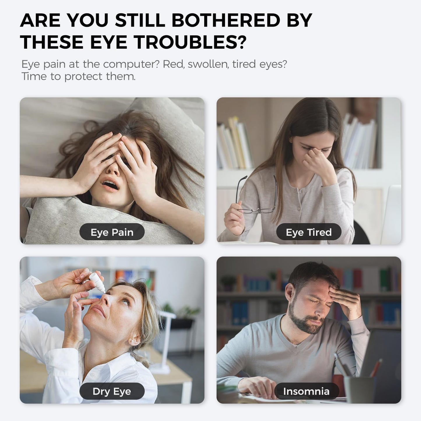 NOWWISH Eye Massager with Heat, Vibration and Bluetooth Music for Migraine Headache Eye Strain Relief, Cordless Heated Eye Mask with 4 Massage Modes, Relaxation -Christmas Gifts for Women Men -White