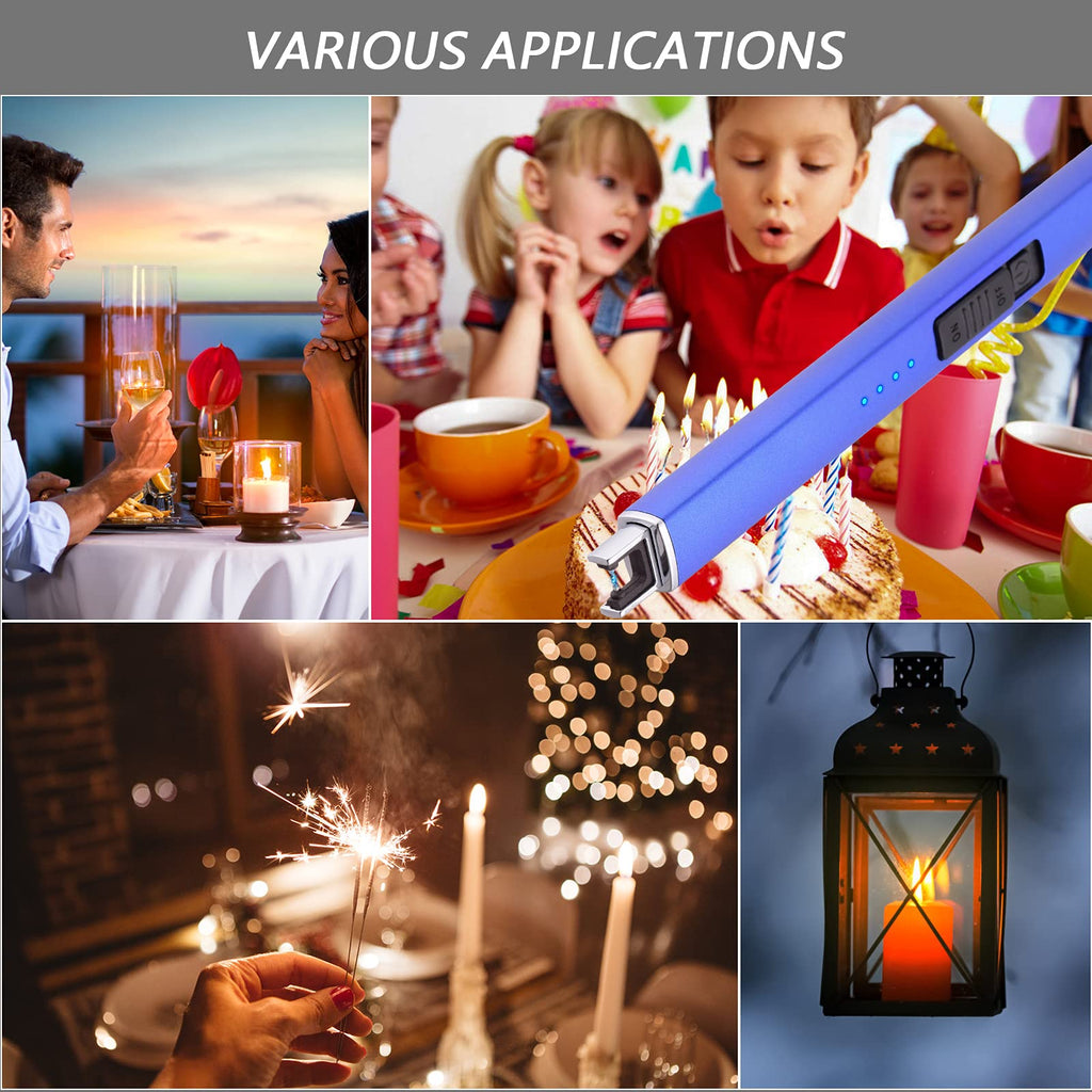 MEIRUBY Electric Candle Lighter, Christmas Stocking Stuffers Gifts for Women Mom Men Wife Sister, USB Arc Rechargeable Windproof Long Lighter for Candle BBQ Housewarming Birthday Gifts Idals