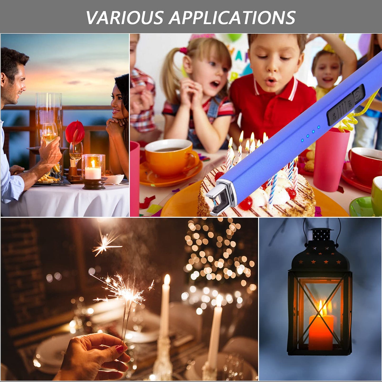 MEIRUBY Electric Candle Lighter, Christmas Stocking Stuffers Gifts for Women Mom Men Wife Sister, USB Arc Rechargeable Windproof Long Lighter for Candle BBQ Housewarming Birthday Gifts Idals