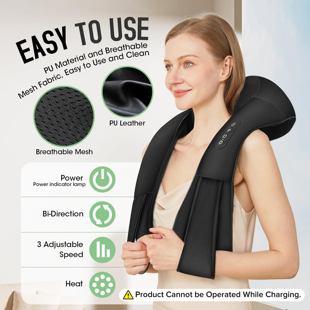 AERLANG Shiatsu Back and Neck Massager, Back Massager Deep Tissue Kneading Neck and Shoulder Massage with Heat, Electric Massage Pillow Fathers Day Gift Ideas from Daughter Son(NOT Cordless)