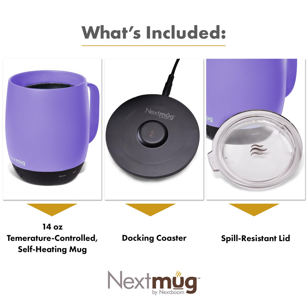 Nextmug - Temperature-Controlled, Self-Heating Coffee Mug (Black - 14 oz.)