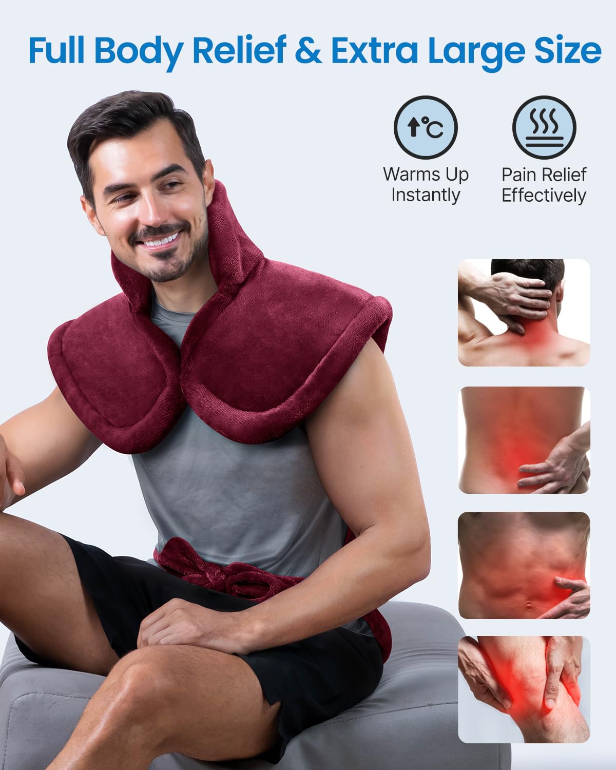 RENPHO Electric Heating Pad for Back, Birthday Christmas Gifts for Women Men Mom Dad Elderly, FSA Eligible Items Only List, Large Heat Pad for Neck Shoulders, 24"x33", ETL Certified, Gray