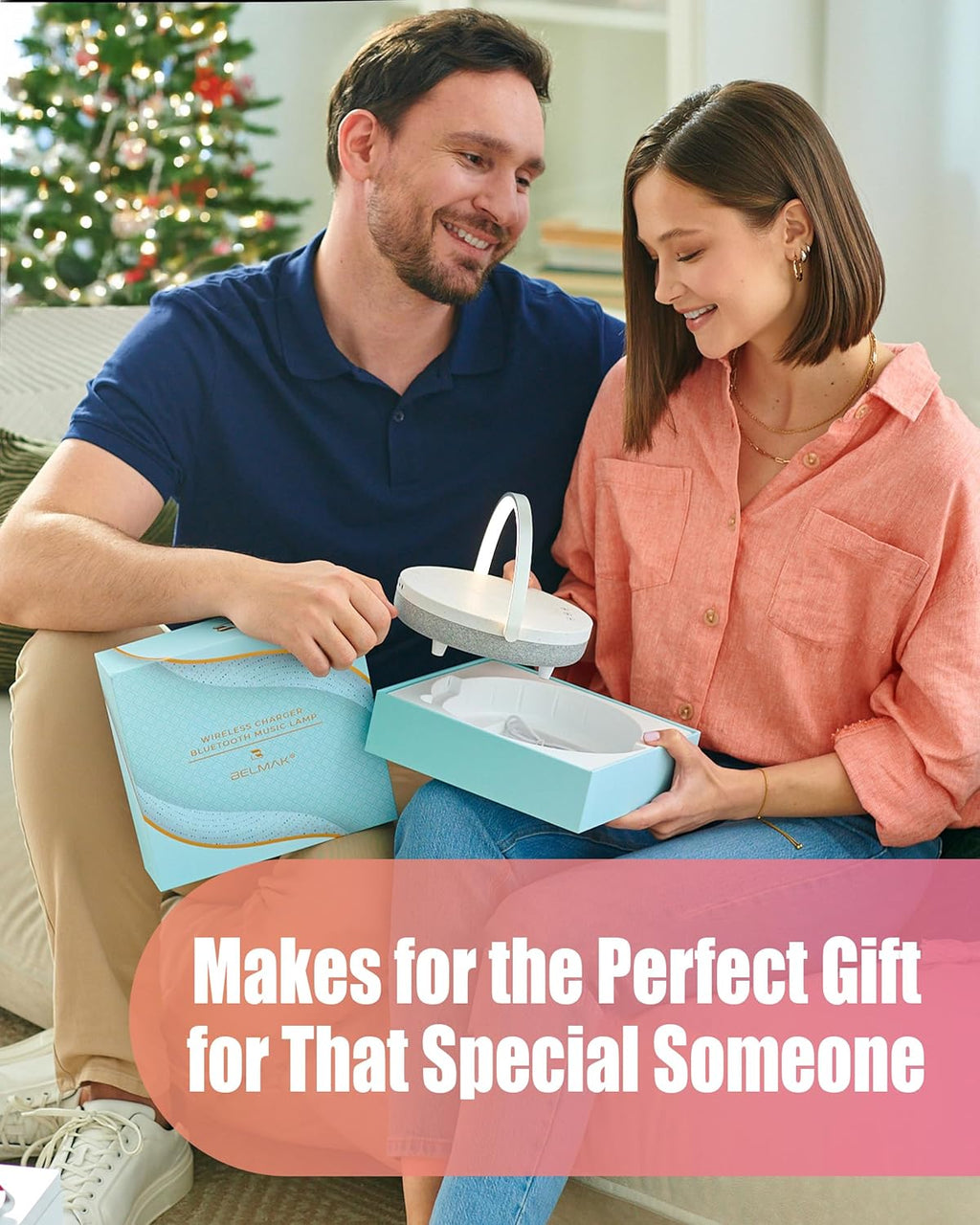 Bedside Lamp with Wireless Charger, Birthday Gifts for Women, 6 in 1 Touch Bedside Lamp, Portable Bluetooth Speaker, Gift for Her, Mom, Dad, Mens Gifts for Birthday Unique