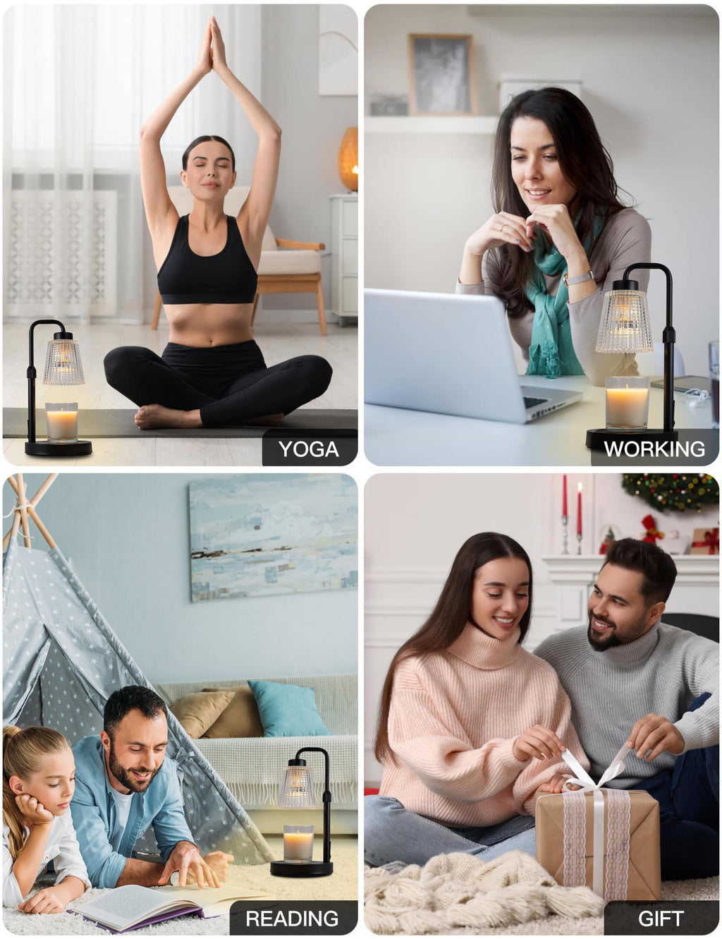 Candle Warmer Lamp with Timer Dimmable, Birthday Gifts for Women Mom, House Warming Gifts New Home Decor, Wax Melt Warmer for Jar Candles with 2 Bulbs