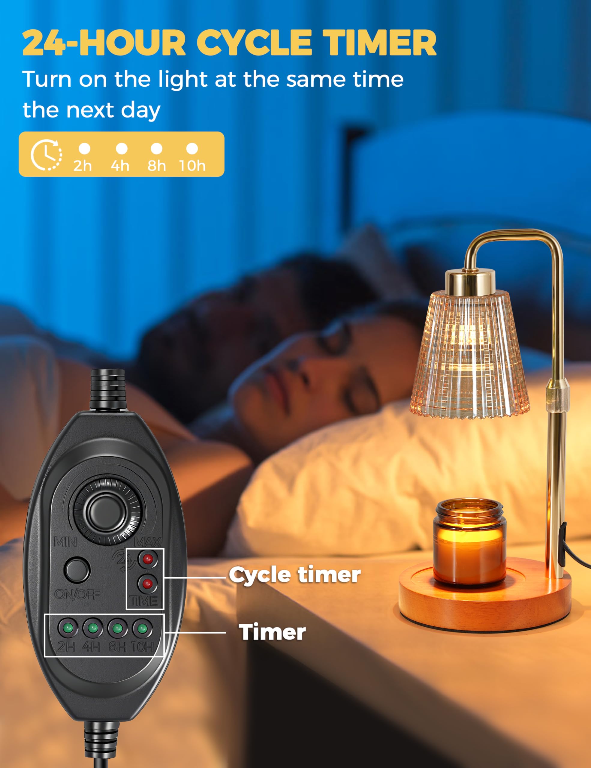 Candle Warmer Lamp with Timer Dimmable, Birthday Gifts for Women Mom, House Warming Gifts New Home Decor, Wax Melt Warmer for Jar Candles with 2 Bulbs