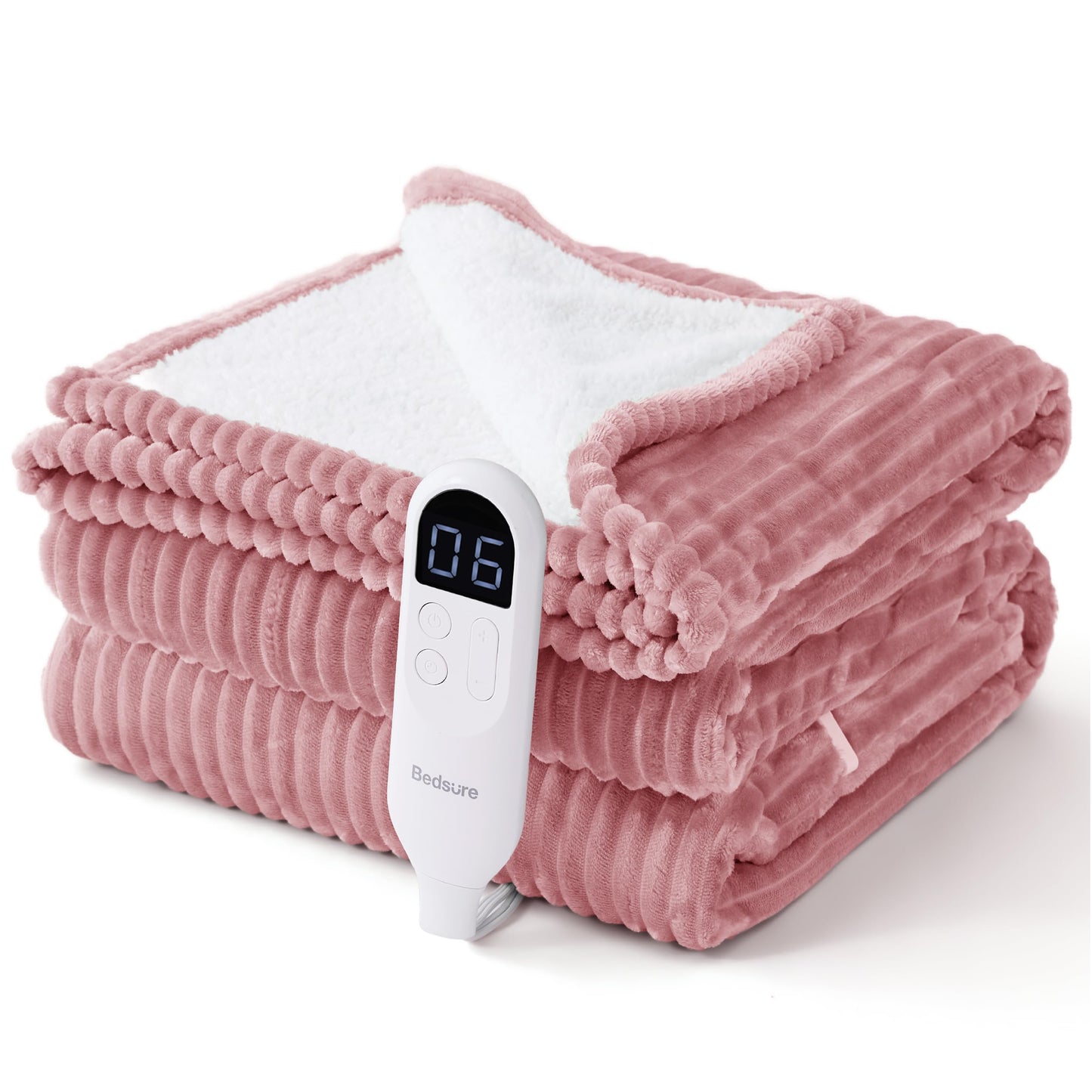 Bedsure GentleSoft Heated Blanket Electric Throw - Soft Ribbed Flannel Electric Blanket, Heating with 4 Time Settings, 6 Heat Levels, 3 hrs Timer Auto Shut Off, Gifts for Grandma (50x60 inches, Grey)