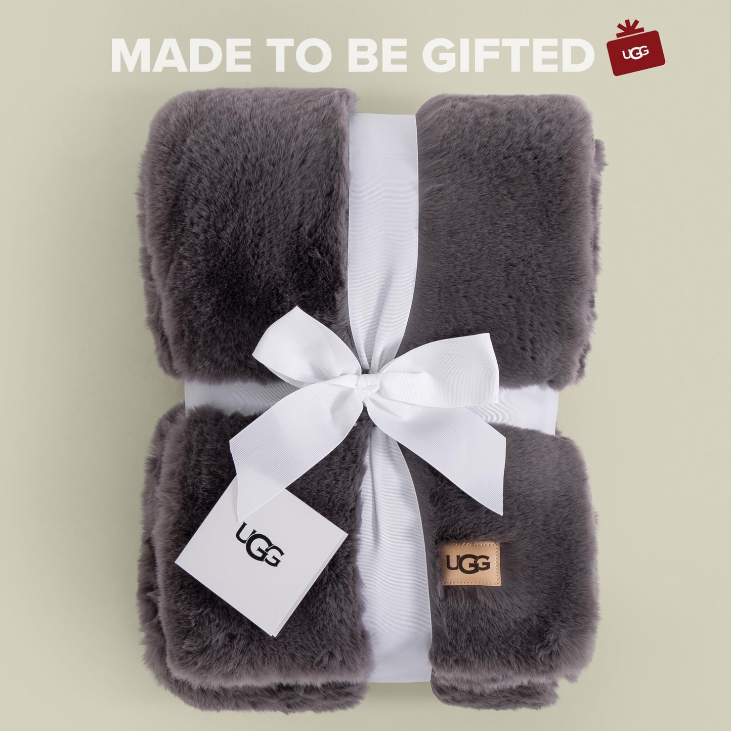 UGG Plush Faux Fur Throw Blanket Reversible Medium Weight Luxury Soft Throw Blankets for Bed or Chair, Hypoallergenic, Machine Washable, Home Decor, 50-inch x 70-inch, Charcoal Dark Grey (Euphoria)