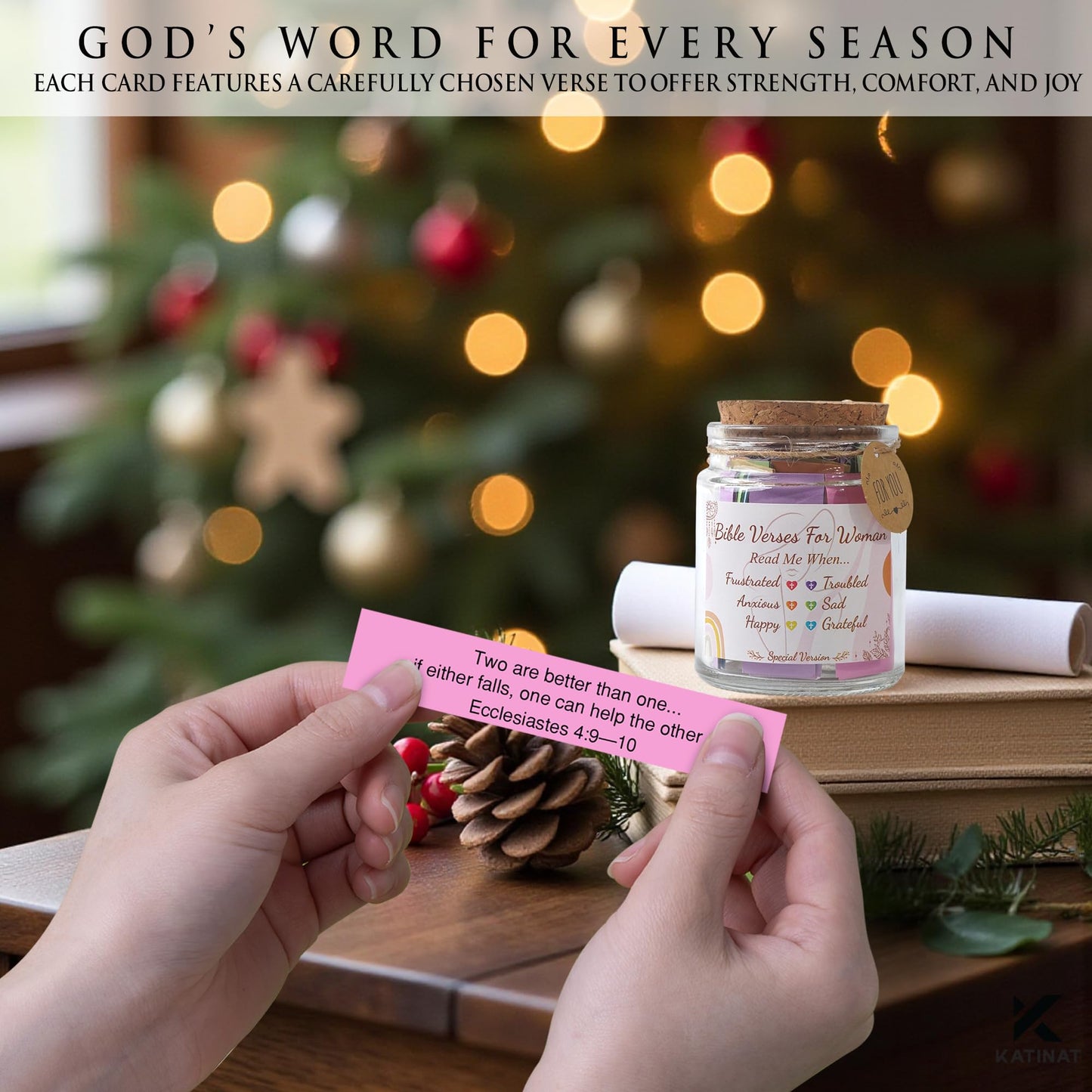 Read This When Bible Verses Jar for Daily Encouragement – Christian, Birthday & Christmas Gifts for Women; Great Gift for Mom, White Elephant Gift & Stocking Stuffer for Women