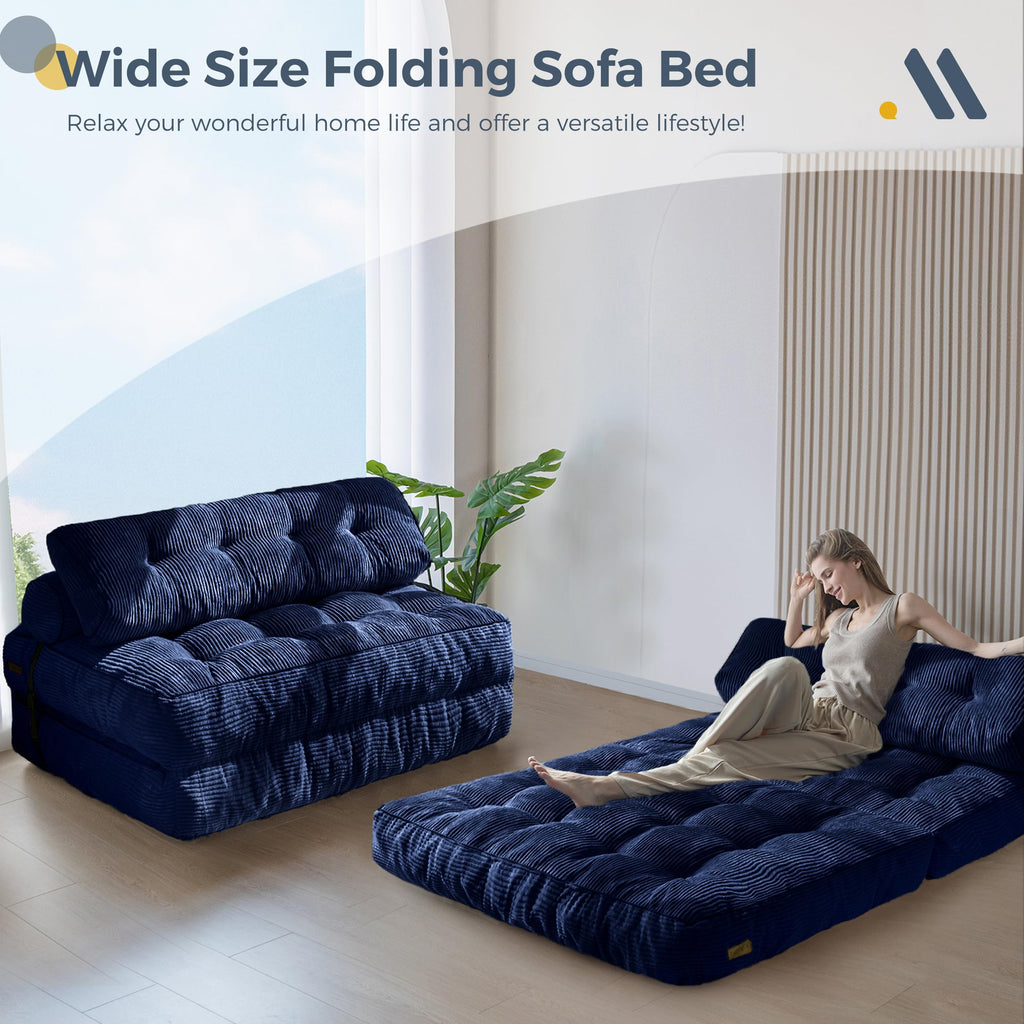 MAXYOYO Folding Sofa Bed, Convertible Sleeper Chair with Pillow Foldable Mattress with Back Support, Portable Fold Out Chair Bed Comfy Floor Sofa Lounge for Living Room Bedroom, Dark Grey, Single