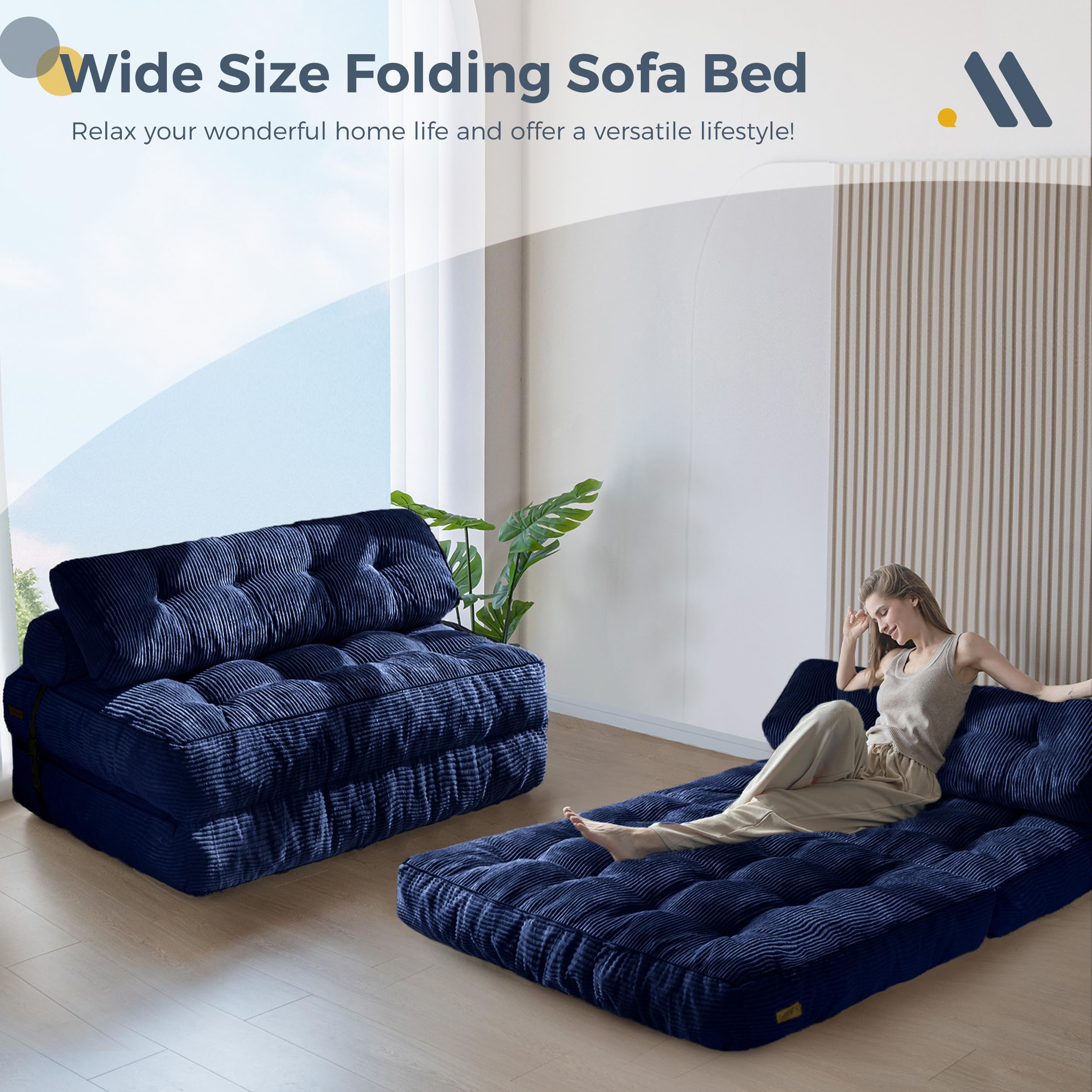 MAXYOYO Folding Sofa Bed, Convertible Sleeper Chair with Pillow Foldable Mattress with Back Support, Portable Fold Out Chair Bed Comfy Floor Sofa Lounge for Living Room Bedroom, Dark Grey, Single