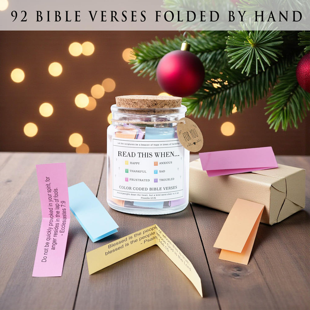Read This When Bible Verses Jar for Daily Encouragement – Christian, Birthday & Christmas Gifts for Women; Great Gift for Mom, White Elephant Gift & Stocking Stuffer for Women