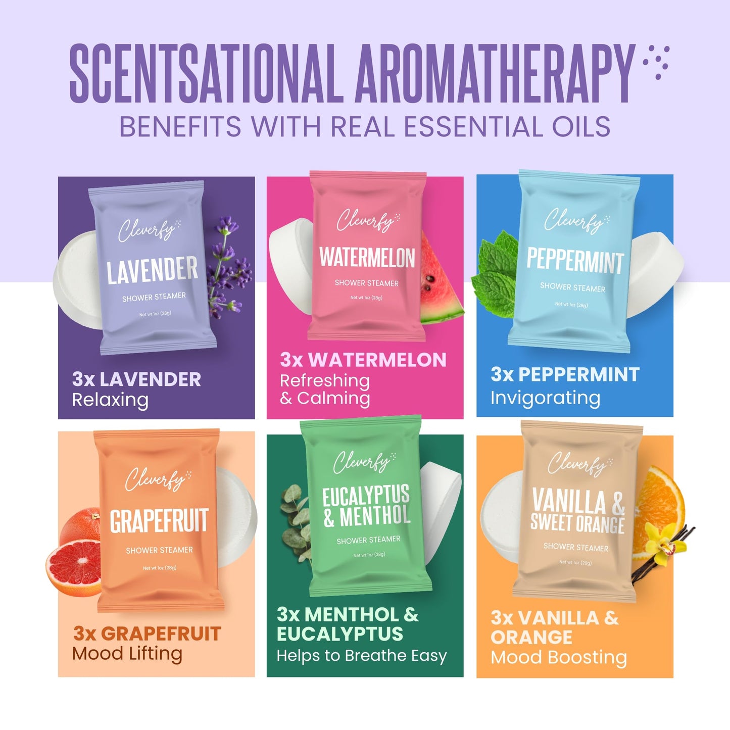 Cleverfy Shower Steamers Aromatherapy – Stocking Stuffers for Teen Girls, Women and Wife – Christmas Gifts for Teens and Women – White Elephant Gifts for Adults – 6 Tablets