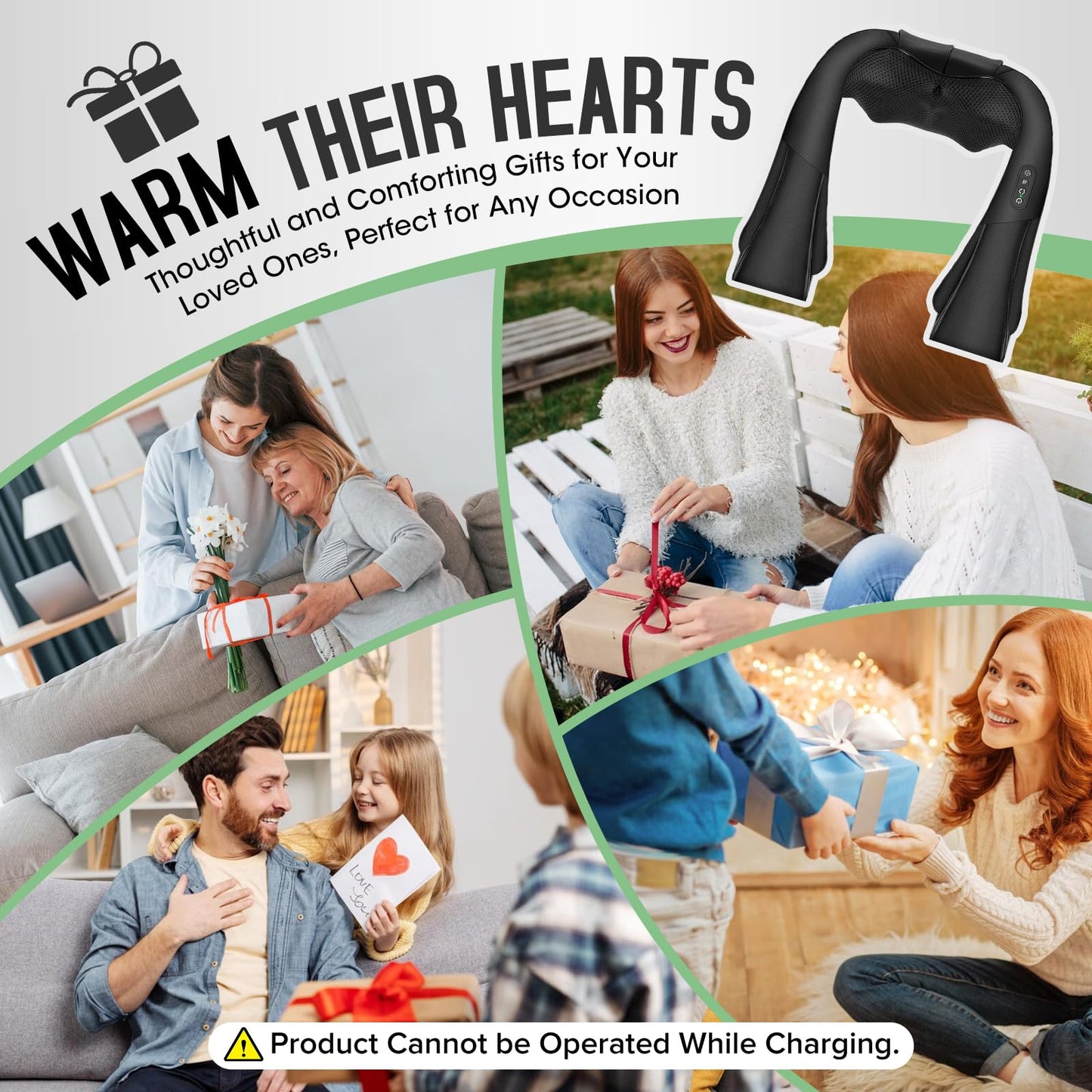 AERLANG Shiatsu Back and Neck Massager, Back Massager Deep Tissue Kneading Neck and Shoulder Massage with Heat, Electric Massage Pillow Fathers Day Gift Ideas from Daughter Son(NOT Cordless)