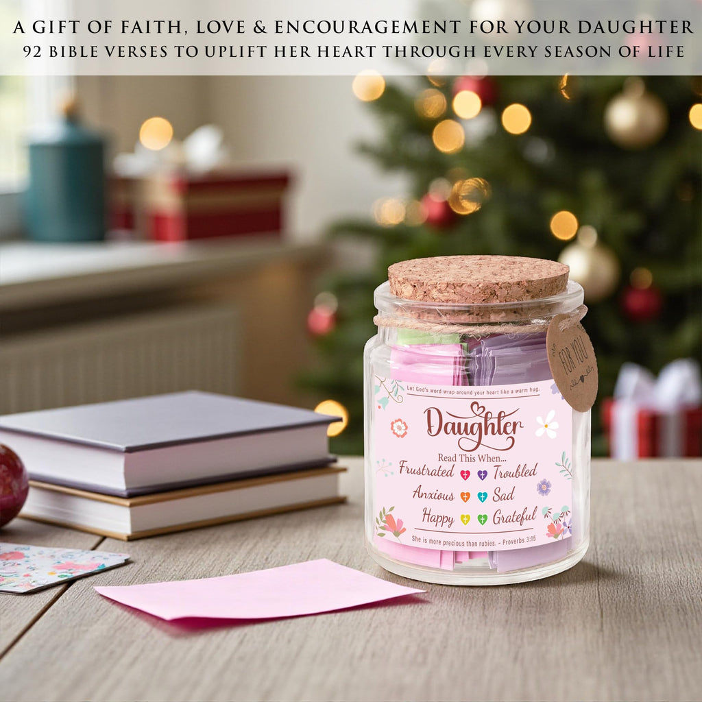 Read This When Bible Verses Jar for Daily Encouragement – Christian, Birthday & Christmas Gifts for Women; Great Gift for Mom, White Elephant Gift & Stocking Stuffer for Women