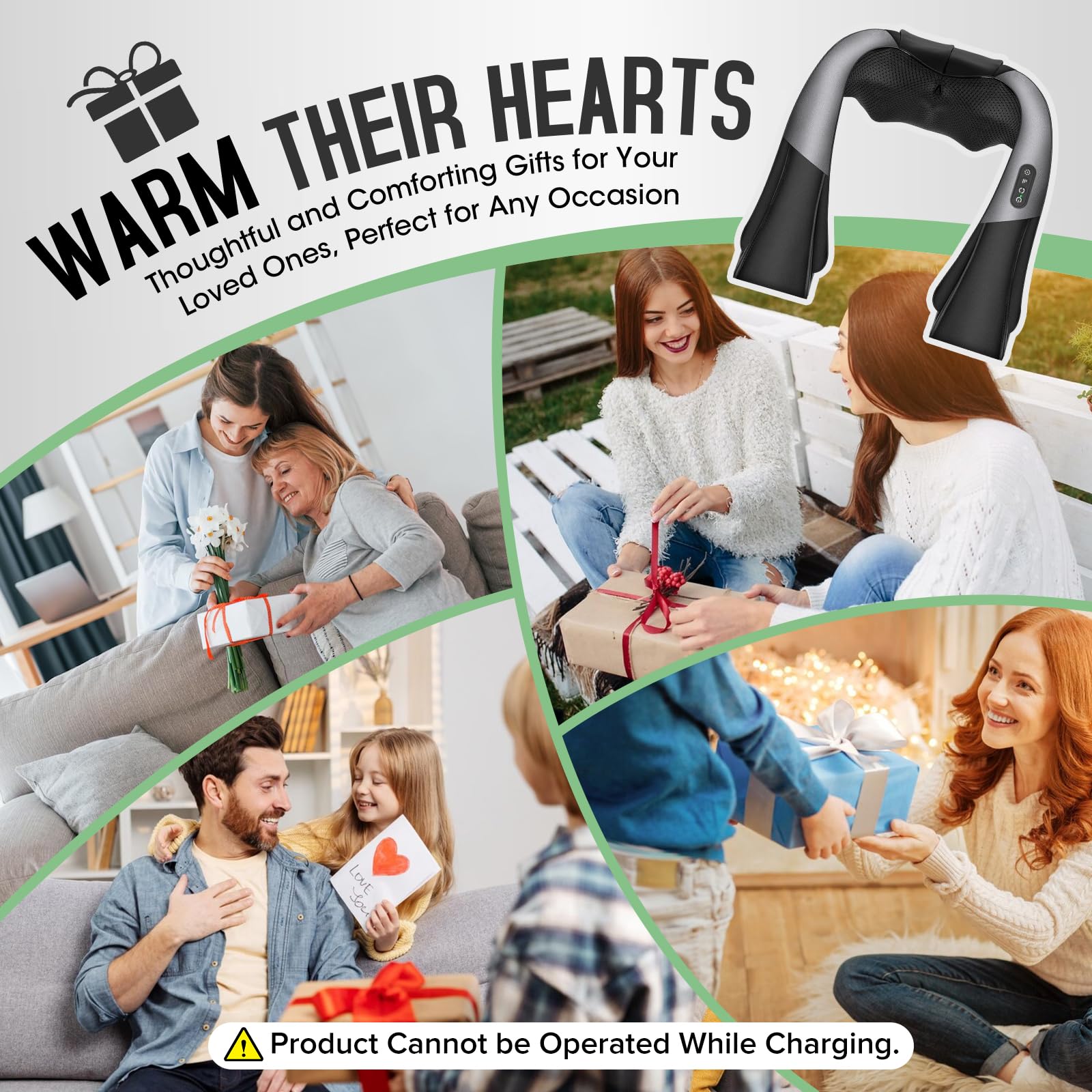 AERLANG Shiatsu Back and Neck Massager, Back Massager Deep Tissue Kneading Neck and Shoulder Massage with Heat, Electric Massage Pillow Fathers Day Gift Ideas from Daughter Son(NOT Cordless)