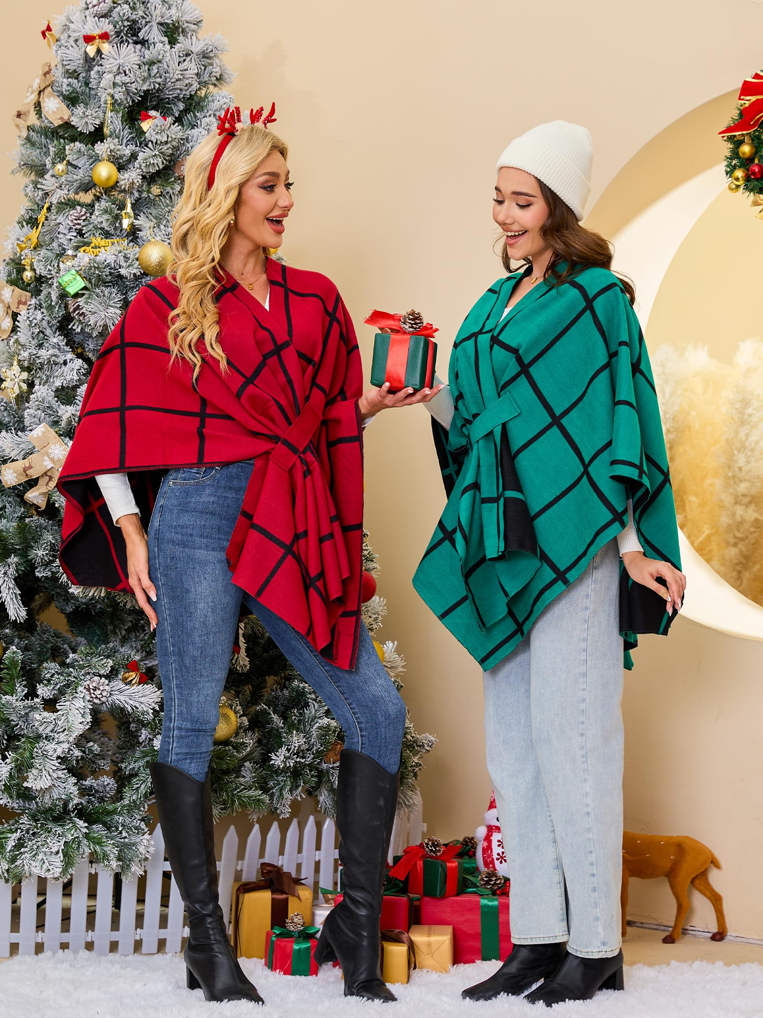 Moss Rose Women's Shawl Wrap Poncho Ruana Cape Open Front Cardigan Shawls for Fall Winter