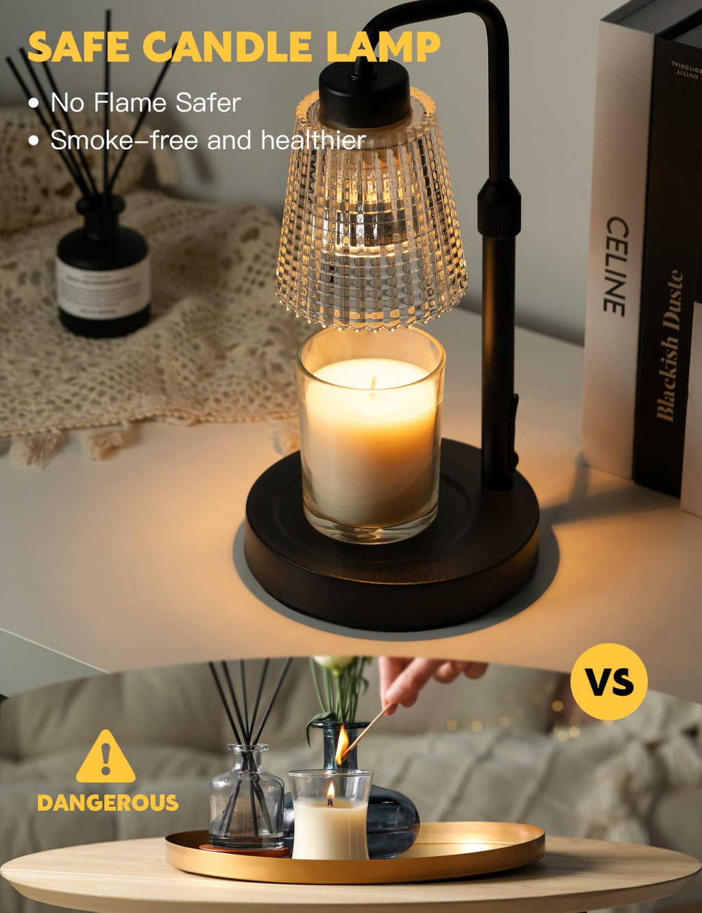 Candle Warmer Lamp with Timer Dimmable, Birthday Gifts for Women Mom, House Warming Gifts New Home Decor, Wax Melt Warmer for Jar Candles with 2 Bulbs