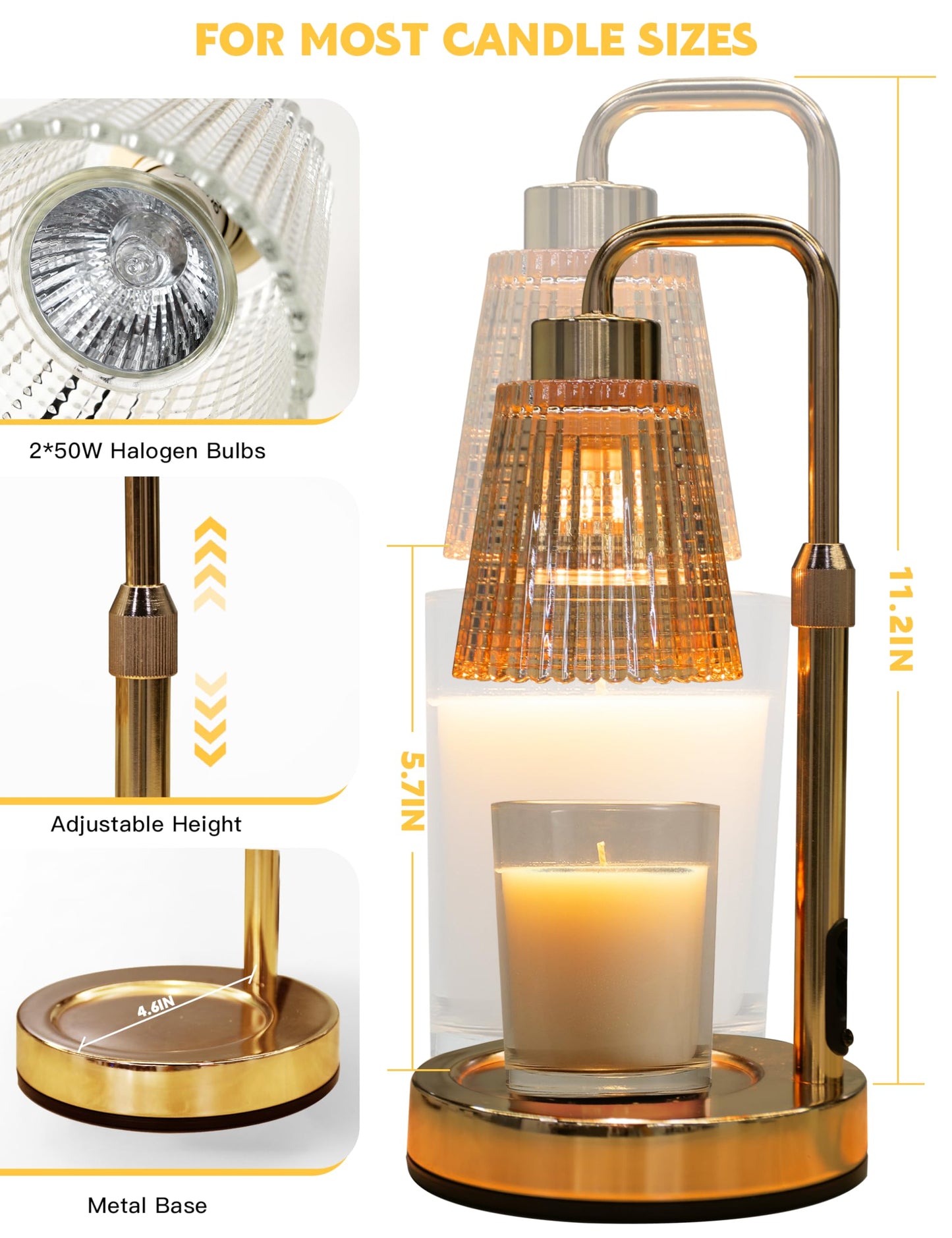 Candle Warmer Lamp with Timer Dimmable, Birthday Gifts for Women Mom, House Warming Gifts New Home Decor, Wax Melt Warmer for Jar Candles with 2 Bulbs