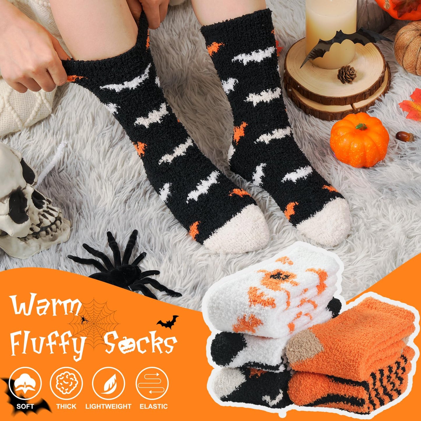 Fuzzy Socks for Women Gifts, Fluffy Cozy Plush Soft Slipper Socks for Fall Winter Christmas Warm Sleeping Home 5/6 Pairs