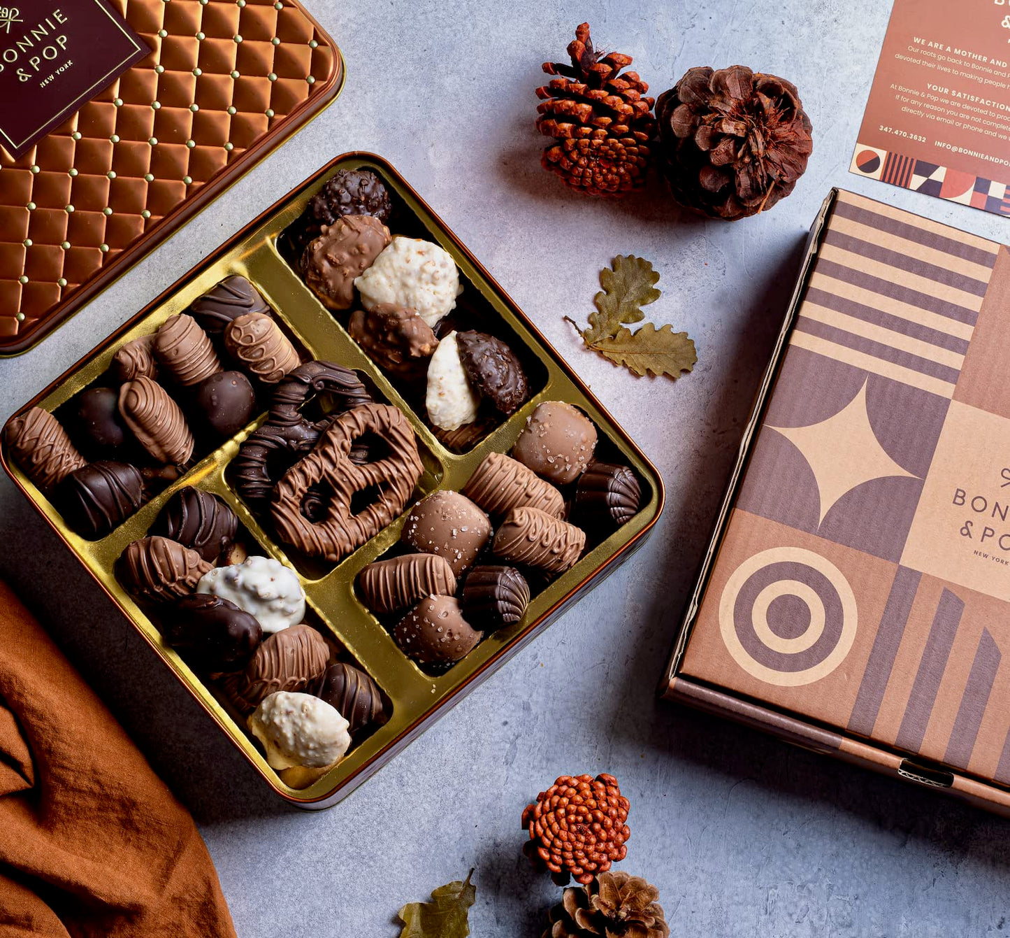 Chocolate Gift Basket, Candy Food Gifts Arrangement Platter, Gourmet Snack Box, Thanksgiving, Christmas, Holiday Present Idea, Corporate Him & Her, Men Women Sympathy Family Parties & Get Well- Bonnie & Pop