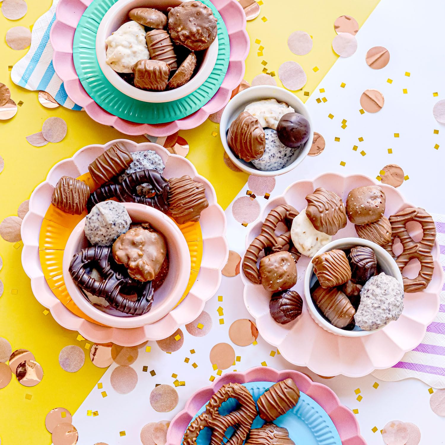 Chocolate Gift Basket, Candy Food Gifts Arrangement Platter, Gourmet Snack Box, Thanksgiving, Christmas, Holiday Present Idea, Corporate Him & Her, Men Women Sympathy Family Parties & Get Well- Bonnie & Pop