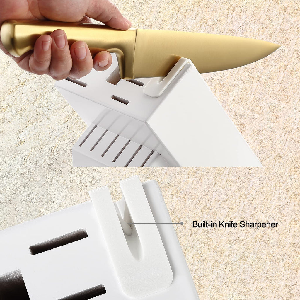 McCook® Knife Sets, German Stainless Steel Kitchen Knife Block Sets with Built-in Sharpener