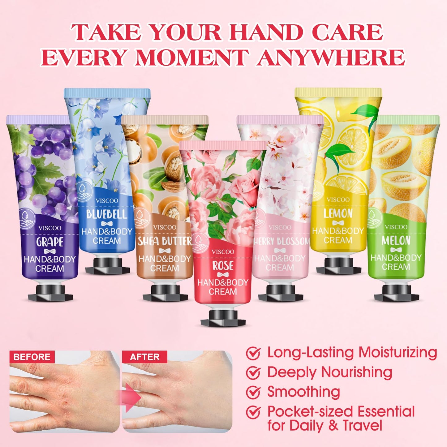 7 Pack Hand Cream Gifts Set for Women,Stocking Stuffers for Women,Teengirls,Christmas Gifts Bulk Gifts,Small Gifts,Mini Moisturizing Hand Lotion Travel Size in Bulk for Dry Cracked Hands