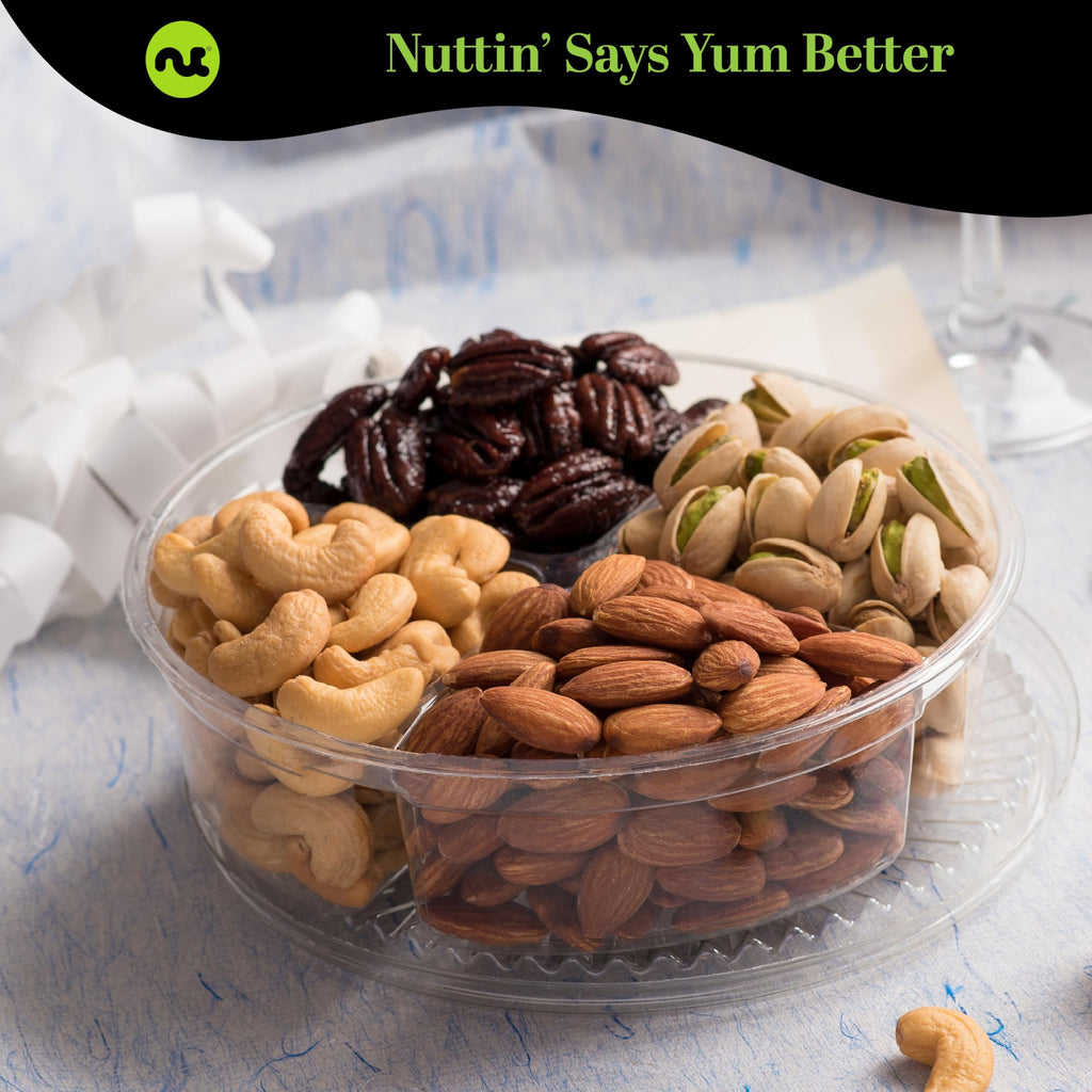 NUT CRAVINGS - Thanksgiving Mixed Nuts Gift Basket in Red Gold Box (7 Assortments, 1 LB) Holiday Xmas Christmas Food Arrangement, Healthy Snack Care Package, Food Assortments