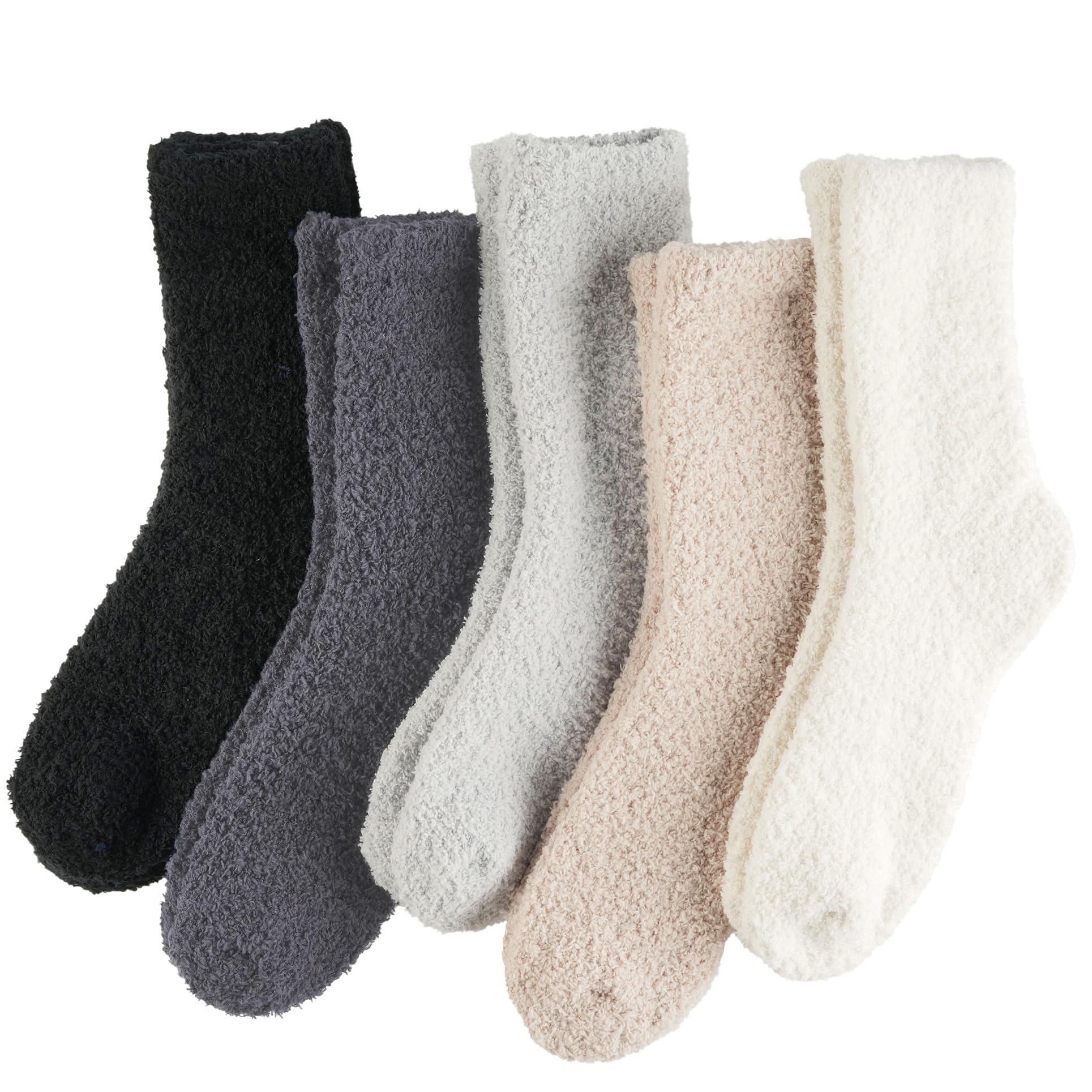Fuzzy Socks for Women Gifts, Fluffy Cozy Plush Soft Slipper Socks for Fall Winter Christmas Warm Sleeping Home 5/6 Pairs