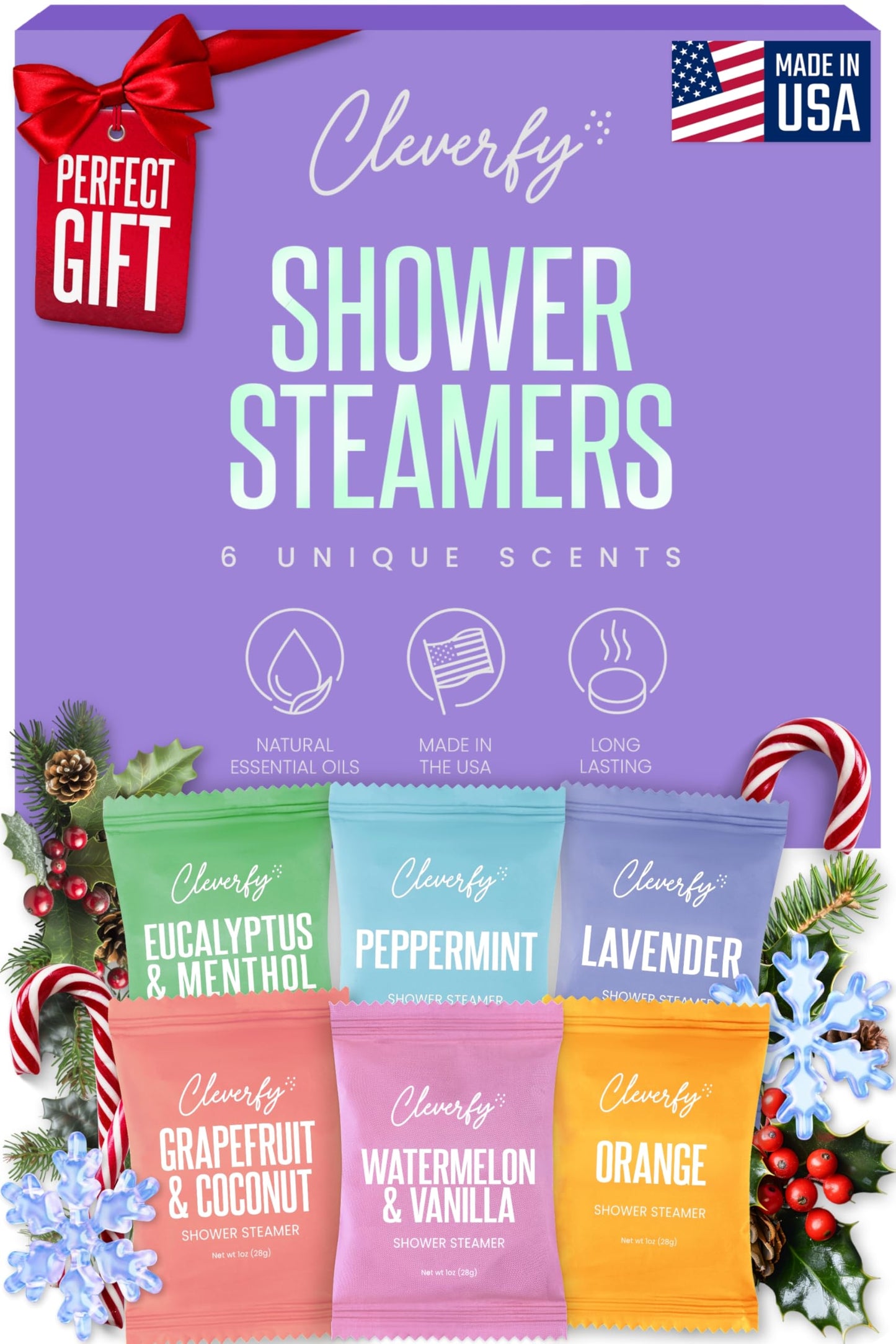 Cleverfy Shower Steamers Aromatherapy – Stocking Stuffers for Teen Girls, Women and Wife – Christmas Gifts for Teens and Women – White Elephant Gifts for Adults – 6 Tablets