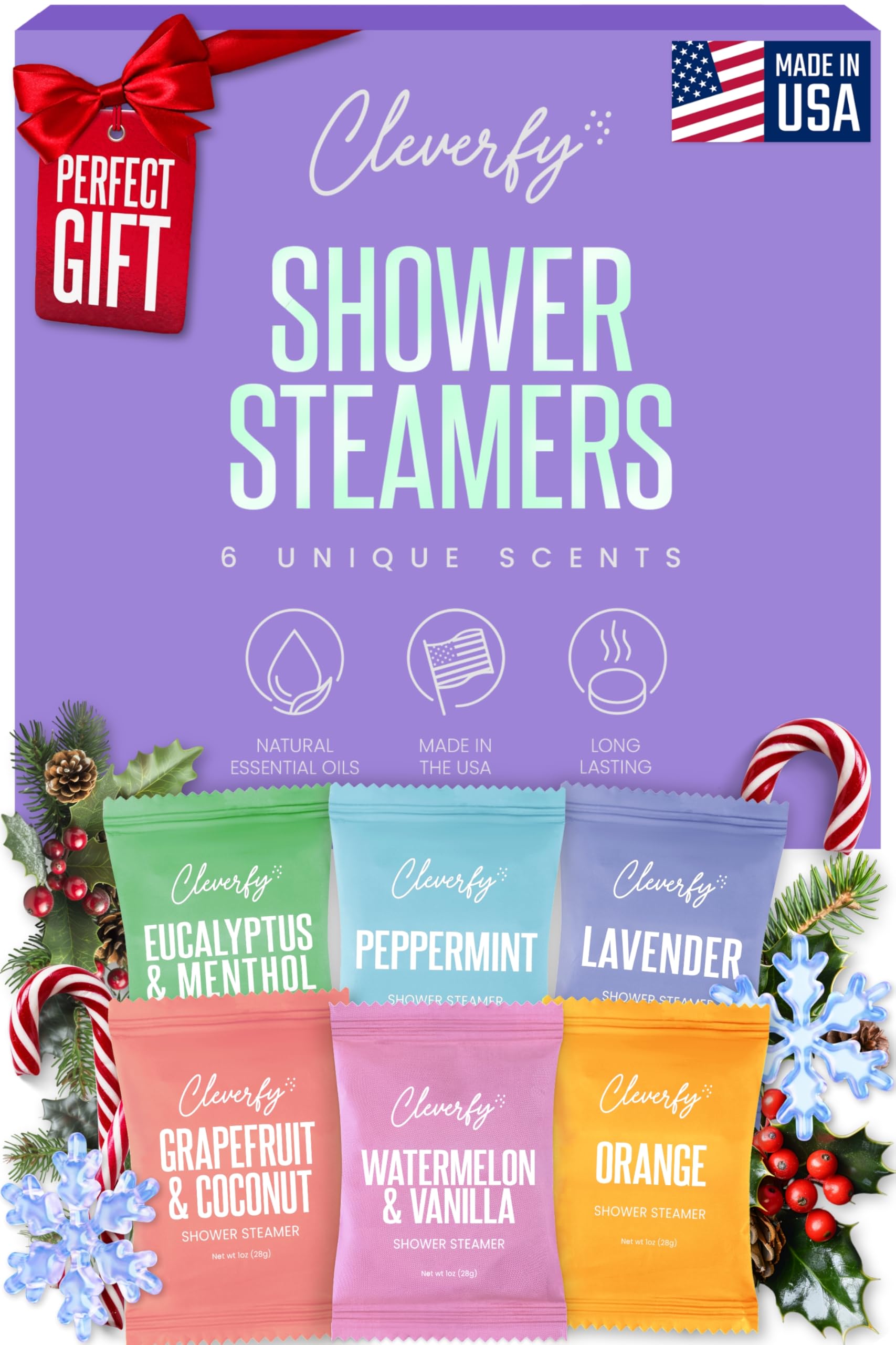 Cleverfy Shower Steamers Aromatherapy – Stocking Stuffers for Teen Girls, Women and Wife – Christmas Gifts for Teens and Women – White Elephant Gifts for Adults – 6 Tablets