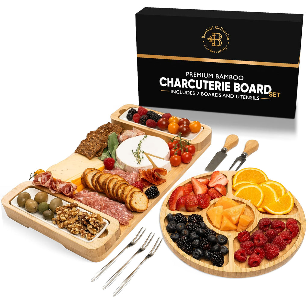 Charcuterie Board Gift Set - Bamboo Cheese Board and Knife Set - Housewarming Gifts for New Home, Wedding Gifts for Couples 2025, Bridal Shower Gifts, Birthday Gifts for Women